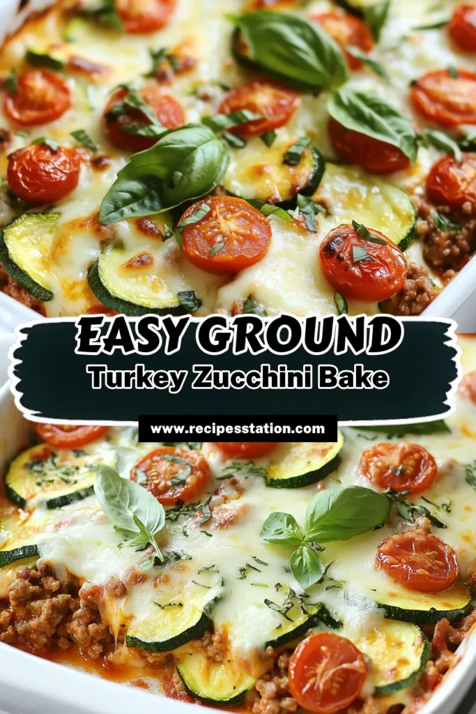 Discover a delicious and healthy ground turkey casserole with this easy zucchini casserole recipe! Packed with ground turkey, zucchini, cherry tomatoes, and topped with gooey mozzarella cheese, this dish is perfect for dinner. Enjoy a nutritious meal that’s great for family and friends. Try this ground turkey dinner idea today and indulge without guilt! Save this recipe for later! #GroundTurkeyCasserole #HealthyTurkeyRecipes #ZucchiniCasseroleRecipe #MozzarellaCheeseCasserole