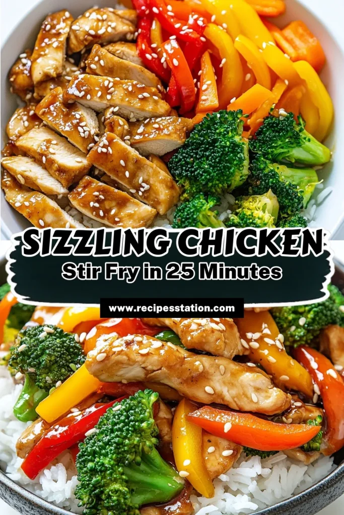 Looking for a quick and healthy dinner idea? Try this easy chicken stir fry recipe packed with vibrant vegetables and full of flavor. In just 25 minutes, you can whip up this delicious sesame chicken stir fry that's perfect for busy weeknights. Enjoy the tender chicken and fresh veggies served over rice or noodles. Save this easy stir fry chicken recipe for your next meal inspiration! #ChickenStirFry #HealthyRecipes #QuickDinnerIdeas #FoodInspiration