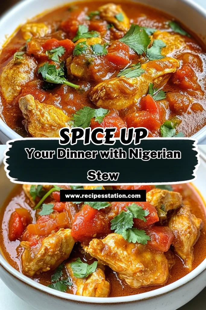 Discover the bold flavors of a Spicy Nigerian Chicken Stew with this easy spicy chicken stew recipe! This traditional Nigerian recipe features tender chicken in a savory habanero chicken stew that will tantalize your taste buds. Perfect for family dinners, this African chicken stew pairs beautifully with rice or bread. Dive into authentic Nigerian cuisine today—save this recipe for your next cooking adventure! #NigerianChickenStew #SpicyChickenStew #AfricanRecipes #FoodieFun