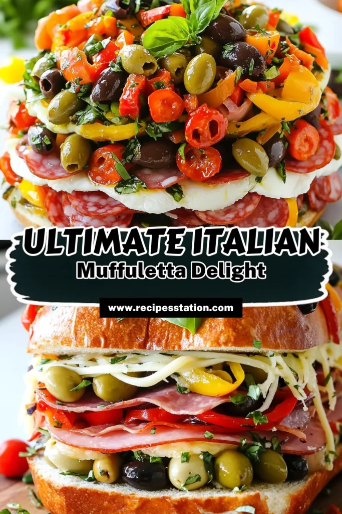 Indulge in the deliciousness of an Italian Muffuletta Sandwich with this easy Sicilian bread sandwich recipe. This flavorful olive salad sandwich features layers of salami, ham, mozzarella, and provolone topped with a zesty homemade Muffuletta olive salad. Perfect for gatherings or a hearty meal! Dive into this Italian deli sandwich recipe today and savor every bite. Save this recipe for your next culinary adventure! #Muffuletta #ItalianCooking #SicilianDelights #SandwichRecipes