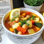 To make a delicious Mediterranean Veggie Soup, you need a few fresh and healthy ingredients. Here’s what to gather: - 1 tablespoon extra virgin olive oil - 1 medium onion, diced (about 1 cup) - 2 cloves garlic, minced - 2 medium carrots, diced - 1 medium zucchini, diced - 1 red bell pepper, diced - 1 can (14 oz) chickpeas, drained and rinsed - 4 cups low-sodium vegetable broth - 1 can (14 oz) diced tomatoes, with their juices - 1 teaspoon dried oregano - 1 teaspoon dried thyme - 1 teaspoon smoked paprika - Salt and freshly cracked black pepper, to taste - 2 cups fresh spinach or kale, roughly chopped - Juice of 1 large lemon - Fresh parsley, chopped, for garnish These ingredients combine to create a warm and filling soup. Each one adds its own unique flavor and nutrition. For example, the chickpeas add protein, while the veggies bring vitamins and fiber. The herbs and spices boost the taste. Gather everything before you start cooking for a smooth process. {{ingredient_image_2}} 1. Start by heating 1 tablespoon of extra virgin olive oil in a large pot over medium heat. Wait for it to shimmer. 2. Add 1 medium onion, diced into small pieces. Sauté for about 5 minutes until it becomes soft and clear. 3. Next, toss in 2 minced garlic cloves. Cook for another minute until you smell the garlic's nice aroma. 4. Now, introduce 2 diced medium carrots, 1 diced medium zucchini, and 1 diced red bell pepper. Sauté these veggies for about 5 more minutes. Stir occasionally until they soften. 1. It's time to add 1 can of drained chickpeas, 4 cups of low-sodium vegetable broth, and 1 can of diced tomatoes (with their juices). 2. Sprinkle in 1 teaspoon of dried oregano, 1 teaspoon of dried thyme, and 1 teaspoon of smoked paprika. Stir well to mix everything. 3. Increase the heat to bring the soup to a gentle boil. Then, lower the heat to let it simmer. Let it cook uncovered for 15-20 minutes. This helps the flavors blend. 1. After simmering, taste the soup. Add salt and freshly cracked black pepper to your liking. 2. Fold in 2 cups of chopped fresh spinach or kale. Squeeze the juice of 1 large lemon over the soup. Stir well and cook for another 5 minutes, until the greens are bright and tender. 3. Once done, take the pot off the heat. Let it cool slightly before serving. Serve the soup in deep bowls and sprinkle fresh parsley on top. A wedge of lemon on the side adds a nice touch. For a fun treat, offer slices of crusty bread for dipping! Enjoy your warm, tasty Mediterranean veggie soup! To make this soup your own, adjust the seasoning. Taste it as you cook. Add salt or pepper based on your liking. You can also tweak the herbs. If you love basil, throw in some fresh leaves. For sautéing, heat your olive oil first. Wait until it shimmers. This helps the onion cook evenly. Stir often to avoid burning. When the onion turns soft, add the garlic. Cook it just until fragrant, but don’t let it brown. Simmering is key for great flavor. After you bring the soup to a boil, lower the heat. Let it bubble gently for 15-20 minutes. This allows all the ingredients to share their tastes. For the best texture, cut the veggies into similar sizes. This helps them cook evenly. Stir occasionally while simmering. This keeps the soup from sticking. Garnish with fresh parsley for a pop of color. It adds a nice touch to your soup. Serve lemon wedges on the side. A squeeze of lemon brightens the flavors. Pair your soup with crusty bread. It’s perfect for dipping. You could also add a side salad for extra crunch. Enjoy every bite! Pro Tips Use Fresh Herbs: Fresh herbs can elevate the flavor of your soup significantly. Consider adding fresh oregano or thyme at the end of cooking for a burst of freshness. Customize Your Veggies: This soup is highly adaptable. Feel free to swap in any seasonal vegetables you have on hand, like green beans or peas, for variety. Perfect the Texture: For a creamier soup, blend a portion of the soup using an immersion blender or a regular blender, then return it to the pot for a thicker consistency. Store and Reheat Wisely: This soup stores well in the refrigerator for up to 4 days. To reheat, add a splash of vegetable broth to thin it out, as it may thicken in the fridge. {{image_4}} You can change this soup easily by swapping out vegetables. Try using butternut squash or green beans for a new taste. You can also add grains like quinoa or pasta for more texture. Just cook them separately and add them in before serving. To brighten the flavor, try adding fresh herbs like basil or dill. These herbs can bring a fresh twist. If you like heat, add chili peppers or a splash of hot sauce. This will spice things up and make your soup even more fun. For those needing gluten-free meals, use gluten-free pasta or skip the grains. The soup still tastes great without them. If you're vegan, rest assured this recipe is already plant-based. Just double-check your broth to ensure it has no animal products. This soup is healthy and fits many diets. Store your Mediterranean veggie soup in an airtight container. This keeps it fresh and tasty. It will last about 3 to 4 days in the fridge. Make sure to let it cool before sealing. You can freeze this soup for later. Use freezer-safe containers or bags. Leave some space at the top since liquids expand when frozen. It will stay good for about 2 to 3 months. To thaw, place it in the fridge overnight. For quick thawing, put it under cold running water. When ready to eat, reheat the soup on the stove over low heat. Stir often to warm it evenly. If it seems thick, add a splash of vegetable broth or water. This will help keep the texture just right. Enjoy the flavors as if it was fresh! Can I use fresh tomatoes instead of canned? Yes, you can use fresh tomatoes. Just chop four medium-sized tomatoes. Add them to the pot with the other ingredients. Fresh tomatoes bring a bright flavor to the soup. How can I make this soup spicier? To add spice, try using red pepper flakes or a pinch of cayenne. You can also add diced jalapeños for a fresh heat. Adjust the amount to suit your taste. Is this soup suitable for meal prep? Absolutely! This soup stores well. It keeps in the fridge for up to five days. You can also freeze it for up to three months. Just reheat when you're ready to enjoy it. Caloric breakdown per serving Each serving contains about 150 calories. This soup is low in calories but high in nutrients. Health benefits of the ingredients - Chickpeas: Great source of protein and fiber. - Spinach or kale: Packed with vitamins A, C, and K. - Olive oil: Contains healthy fats that support heart health. - Vegetables: Provide essential vitamins and minerals. How long does it take to cook? The total cooking time is about 40 minutes. This includes prep and cooking. Can I speed up the cooking time? You can speed things up by chopping vegetables smaller. They will cook faster this way. You can also use a pressure cooker to cut down on simmering time. This blog post showed you a delicious soup recipe with fresh ingredients. You learned how to sauté, build flavor, and garnish for a tasty finish. The tips helped you perfect your dish and explore variations. Remember, you can adjust flavors and storage methods based on your needs. Cooking should be fun and simple. Enjoy your tasty soup while sharing with friends and family! Keep experimenting to find your favorite version. Happy cooking!
