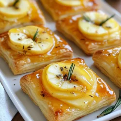 - Puff pastry - Apples: Granny Smith or Honeycrisp - Brie cheese - Honey - Fresh or dried rosemary - Egg for wash - Seasonings (salt and pepper) - Optional toppings (walnuts or pecans) Gathering the right ingredients is key to making these Apple Brie Puff Pastry Bites shine. Start with one sheet of thawed puff pastry. This pastry gives the bites a light, flaky texture. Next, choose your apples. I love using Granny Smith for a tart kick or Honeycrisp for sweetness. You will need six ounces of Brie cheese, cut into small squares. Brie melts beautifully and adds creaminess. A tablespoon of honey enhances the flavor, making each bite rich and sweet. For a hint of earthiness, add fresh rosemary. If you don't have fresh, dried will work too. Don't forget one egg for the wash. This egg helps the pastry turn a golden brown. Season with salt and pepper to enhance the taste. If you like crunch, consider adding optional toppings like chopped walnuts or pecans. They give extra texture and flavor to your bites. With these ingredients ready, you're set to create a delicious treat! {{ingredient_image_2}} - Preheat your oven to 400&deg;F (200&deg;C). This step is key for a crispy bite. - Lightly flour your work surface. Roll out your thawed puff pastry sheet. You want it smooth and a bit larger. - Cut the pastry into 3x3 inch squares. You should get about nine squares. - Place one small square of Brie cheese in the center of each pastry square. - On top of the Brie, add 2-3 slices of thin apple. Drizzle honey over the apple. Sprinkle fresh rosemary and a pinch of salt and pepper. - Gently fold the corners of each pastry square towards the center. Pinch them together to seal the filling inside. - Arrange your pastry bites on a lined baking sheet. Using parchment paper makes cleanup easy. - Brush the tops of the bites with the beaten egg. This gives a nice golden finish when baked. - (Optional) Sprinkle chopped walnuts or pecans on top for extra crunch. - Bake in the preheated oven for 15-20 minutes. Look for them to puff up and turn golden brown. - Let them cool on the baking sheet for a couple of minutes before serving. To avoid soggy bottoms, always preheat your oven. A hot oven cooks the pastry quickly. Use parchment paper on your baking sheet. This makes cleanup easy and helps with heat distribution. For a golden-brown color, brush the tops with a beaten egg. This adds shine and helps with browning. Bake until the bites puff up and turn golden. Check them after 15 minutes to avoid overcooking. For added flavor, consider spices like cinnamon or nutmeg. These pair well with apples. Fresh herbs like thyme can also brighten the dish. Choose apples wisely for the best taste. Granny Smith offers tartness, while Honeycrisp adds sweetness. Mix them for a balanced flavor. Serve these puff pastry bites warm. They pair well with honey or balsamic glaze for dipping. Add a side of fresh fruit or a light salad for a complete meal. For presentation, arrange them on a colorful platter. Garnish with extra rosemary or apple slices to impress your guests. Pro Tips Choose the Right Apple: Opt for a tart apple like Granny Smith for contrast against the rich Brie, or a sweet Honeycrisp for a more mellow flavor. Keep the Pastry Cold: Ensure your puff pastry is cold while working with it to achieve the best flaky texture once baked. Experiment with Flavors: Try adding a dash of cinnamon or nutmeg with the apple for a warm, comforting flavor profile. Serve Immediately: These bites are best served warm right out of the oven to enjoy the gooey Brie and flaky pastry. {{image_4}} You can change the cheese for a different taste. Cheddar adds a sharp flavor. Goat cheese offers a creamy texture. Both work well with apples. You can also swap the fruit. Pears give a sweet and soft bite. Figs add a rich and unique flavor. Try different combinations to find your favorite! For gluten-free options, use gluten-free puff pastry. Many brands offer great alternatives that taste similar. If you need vegan adaptations, replace the Brie with a vegan cheese. You can also use maple syrup instead of honey. These swaps keep the dish tasty while meeting dietary needs. You can choose sweet or savory flavors. Sweet bites work well with honey and apples. Savory bites can use rosemary and nuts for a different twist. Seasonal ingredients can also change the taste. In fall, try adding cranberries. In summer, fresh berries can brighten the dish. Explore these ideas for a fun twist! To store leftover Apple Brie Puff Pastry Bites, place them in an airtight container. This keeps them fresh and tasty. You can also cover them with plastic wrap. They stay good in the fridge for up to three days. If you want to enjoy them later, it&rsquo;s best to reheat them before eating. To freeze these bites, first let them cool completely. Then, place them in a single layer on a baking sheet. Freeze for about one hour, until firm. After that, transfer the bites to a freezer bag or container. Make sure to remove as much air as possible. They can last for up to three months in the freezer. When you&rsquo;re ready to eat, reheat them straight from the freezer. Preheat your oven to 375&deg;F (190&deg;C). Place the bites on a baking sheet and bake for 15-20 minutes. This method helps keep the crispiness and flavor intact. Enjoy your tasty treats! The best way to tell if puff pastry is done is by looking at the color. It should be golden brown and puffed up. The edges should be crispy. If it's still pale, give it a few more minutes. Check the bottom as well; it should feel firm, not soggy. Baking usually takes 15 to 20 minutes at 400&deg;F (200&deg;C). Yes, you can use store-bought puff pastry. It saves time and effort. Many brands offer high-quality options that work well for this recipe. Just make sure to thaw it properly before using. Follow the package instructions for best results. These bites are perfect as a snack or appetizer. You can serve them with a light salad or a fruit platter. A side of honey or balsamic glaze adds extra flavor. Pair them with wine for a fancy touch. You can also offer nuts for a crunchy contrast. You learned all about making delicious apple Brie puff pastry bites. We covered essential ingredients, step-by-step instructions, and helpful tips. You now know how to bake these tasty treats that impress every guest. Don&rsquo;t forget the flavor variations and storage tips for leftovers. These bites are versatile, fun, and great for any occasion. Try them out, experiment with ingredients, and enjoy every bite. Your cooking game just got an exciting boost!