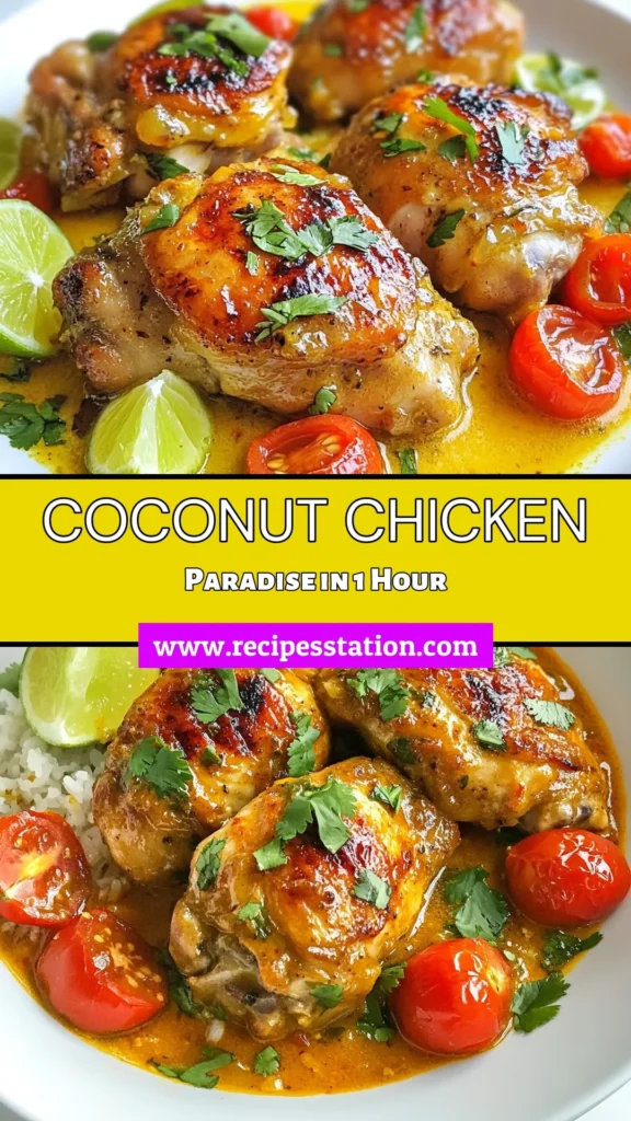 Discover a tropical delight with this Brazilian coconut chicken recipe! Featuring tender coconut chicken thighs simmered in creamy coconut milk, this easy chicken curry is packed with flavor and perfect for dinner. Easy to make and satisfying, it&rsquo;s a delicious coconut milk chicken dish you can't miss. Cook up a vibrant meal today and impress your loved ones! Save this recipe now! #BrazilianCoconutChicken #CoconutChicken #EasyChickenCurry #CoconutMilkChickenDish