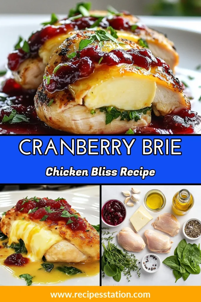 Elevate your dinner with this Cranberry Brie Chicken! This easy stuffed chicken breast recipe combines tender chicken and creamy brie cheese, topped with sweet cranberry sauce for a gourmet twist on dinner. Perfect for impressing guests or enjoying a cozy night in, this Chicken with Brie Cheese recipe is a delicious way to spice up your meals. Save this recipe now for a delightful easy chicken dinner! #CranberryBrieChicken #GourmetChickenRecipes #StuffedChickenBreastRecipe #EasyChickenDinner