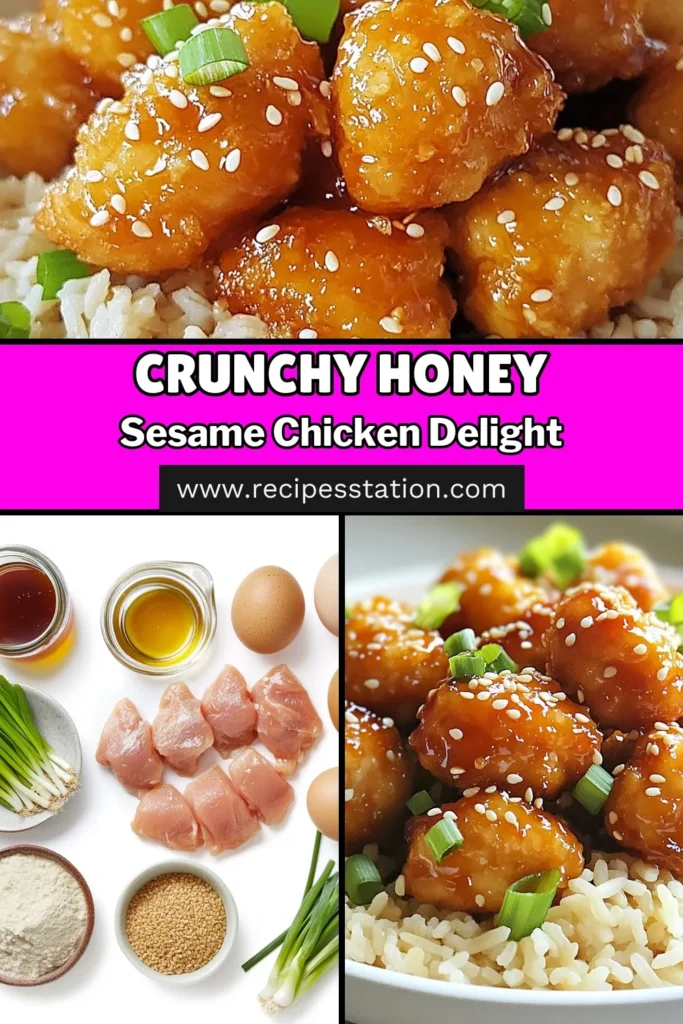 Indulge in this Healthy Sesame Chicken that offers a perfect balance of flavor and crunch! This Easy Honey Chicken Recipe features crispy chicken coated in a delightful honey sesame sauce, making it a must-try for Asian-Inspired Chicken Dishes. Enjoy a healthier take on Crunchy Honey Sesame Chicken that pairs beautifully with brown rice. Save this recipe and bring joy to your dinner table today! #HealthyEating #HoneySesameChicken #EasyRecipes #AsianCuisine