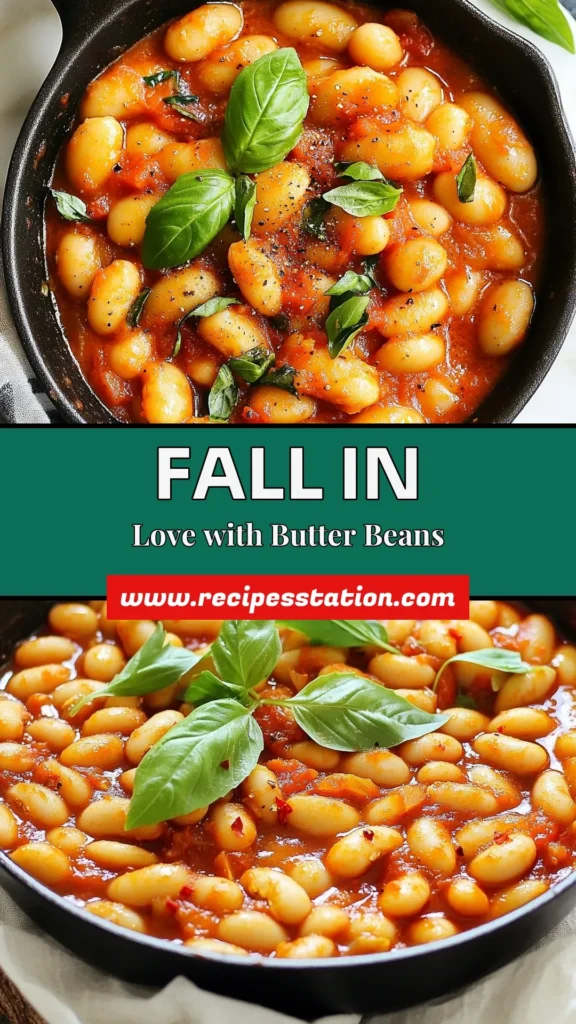 Discover the deliciousness of this Tuscan Butter Beans recipe, affectionately known as Marry Me Butter Beans. This easy vegetarian Tuscan dish features creamy butter beans with tomatoes, infused with garlic, herbs, and a hint of balsamic vinegar. Perfect for any meal, you'll want to make this recipe again and again. Try it today and fall in love! #TuscanButterBeans #MarryMeButterBeans #EasyBeanRecipes #VegetarianDish