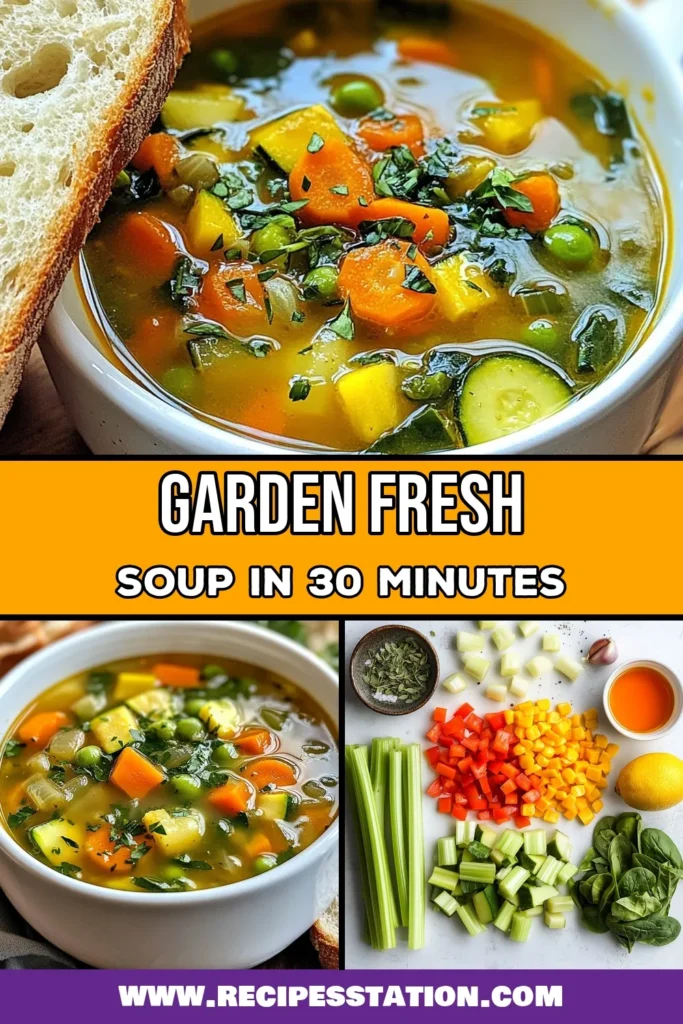 Discover the joys of a Classic Garden Vegetable Soup with this easy homemade soup recipe packed with fresh ingredients. This healthy soup recipe features a zesty vegetable soup brimming with carrots, zucchini, and leafy greens, making it a perfect choice for a nourishing meal. Enjoy a bowl of comfort that&rsquo;s both delicious and nutritious. Try this garden vegetable soup today and savor the fresh flavors. Don&rsquo;t forget to save the recipe! #VegetableSoup #HealthyRecipes #SoupRecipe #HomemadeSoup