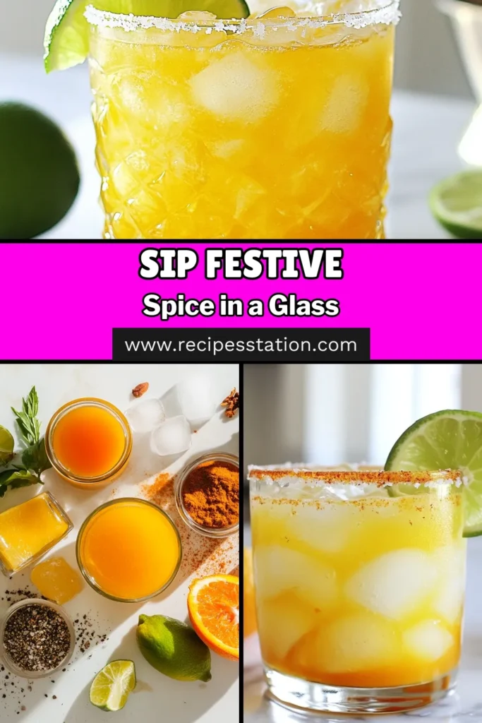 Get into the festive spirit with this Spiced Holiday Margarita recipe! Perfect for Christmas gatherings, this easy holiday cocktail combines freshly squeezed lime and orange juices with warming spices like cinnamon and nutmeg for a delicious twist. Whether you're hosting a party or looking for a festive margarita drink to enjoy, this spiced cocktail recipe is a must-try. Save this recipe for your holiday celebrations! #HolidayMargarita #FestiveCocktails #EasyCocktails #ChristmasMargarita