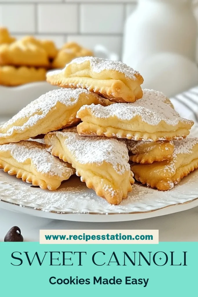 Indulge in these Sweet Cannoli Cookies, a delightful twist on the classic Italian treat! This easy Cannoli Cookie Recipe features creamy ricotta cheese for moist, flavorful cookies that everyone will love. Perfect for family gatherings or a quick dessert fix, these Ricotta Cheese Cookies are sure to impress. Try this Italian Cookies Recipe today and experience the deliciousness. Save and share this recipe with friends! #CannoliCookies #EasyCookieRecipes #ItalianCookiesRecipe #RicottaDesserts