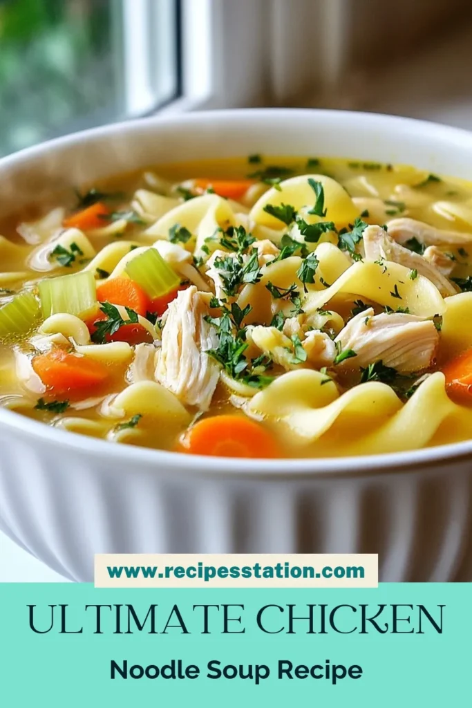 Warm up with this comforting homestyle chicken noodle soup that's perfect for any day! This easy chicken noodle soup recipe takes just 30 minutes to prepare, making it ideal for busy weeknights. With chicken noodle soup from scratch, you can enjoy all the homemade flavors you love. Try this homemade chicken soup recipe, and add a side of crusty bread for a complete meal. Save this recipe for later and share the comfort! #ChickenNoodleSoup #HomemadeSoup #ComfortFood #EasyRecipes