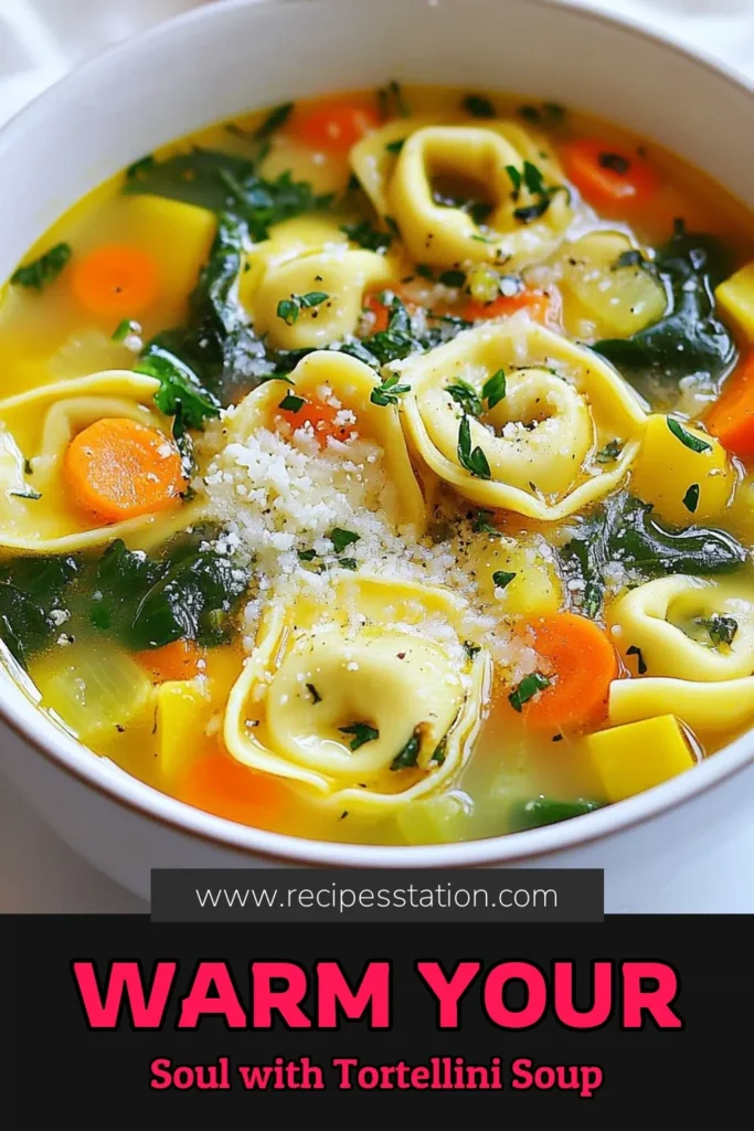 Discover the ultimate comfort food with this delicious vegetarian tortellini soup! Packed with veggies and flavor, this easy vegetarian soup is perfect for any occasion. Made with vegetable broth and hearty ingredients, it's a great addition to your collection of tortellini recipes and hearty soup recipes. Enjoy a bowl that warms your soul! Save this recipe for a cozy night in. #VegetarianTortelliniSoup #EasyVegetarianSoup #TortelliniRecipes #HeartySoupRecipes