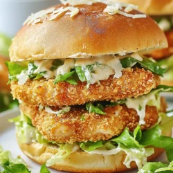 - 2 boneless, skinless chicken breasts - 1 cup buttermilk - 1 cup breadcrumbs (preferably panko for extra crunch) - 1/2 cup grated Parmesan cheese - 1 teaspoon garlic powder - 1 teaspoon onion powder - Salt and freshly ground black pepper to taste - 4 whole grain sandwich buns - 1 cup romaine lettuce, chopped - 1/2 cup Caesar dressing (store-bought or homemade) - Extra Parmesan shavings for garnish - Olive oil for cooking - Sliced tomatoes for freshness - Crispy bacon for added crunch - Avocado slices for creaminess - Fresh herbs like basil or parsley for extra taste - Calories: 480 - Protein: 35g - Carbohydrates: 40g - Fat: 20g - Fiber: 5g This Chicken Caesar Sandwich packs a punch in flavor and nutrition. The ingredients work together to create a tasty meal that is easy to make. You can add optional ingredients for a fun twist. For example, crispy bacon can take your sandwich to the next level. Each bite will be a mix of crunchy, creamy, and savory notes. Plus, the nutritional info helps you stay on track with your meals. When you make this sandwich, you can feel good about what you eat. Fresh romaine and chicken provide protein and fiber. Enjoy the rich taste of Parmesan without the guilt. This dish is perfect for lunch or dinner. Don't forget to explore different toppings and variations! {{ingredient_image_2}} To start, marinate the chicken. In a shallow dish, mix 1 cup of buttermilk with 1 teaspoon each of garlic and onion powder. Add salt and pepper to taste. Place the chicken breasts in the dish, ensuring they are fully coated. Cover the dish with plastic wrap and refrigerate for at least 30 minutes. You can let it sit for up to 4 hours for a richer flavor. Next, prepare the baking sheet. Preheat your oven to 375&deg;F (190&deg;C). Line a baking sheet with parchment paper. This step helps with easy cleanup and prevents the chicken from sticking. Now, it&rsquo;s time to coat the chicken. In a separate bowl, combine 1 cup of breadcrumbs with 1/2 cup of grated Parmesan cheese. Mix well to create a tasty crust. Remove the chicken from the marinade, letting the excess drip off. Dredge each piece in the breadcrumb mix, pressing down firmly. This helps the crumbs stick better. Heat a few tablespoons of olive oil in a skillet over medium heat. Once the oil shimmers, add the coated chicken. Cook for 5-7 minutes on each side until golden brown and cooked through. For a healthier option, place the chicken on the prepared baking sheet and bake for 20-25 minutes, until crispy. While the chicken cooks, slice the sandwich buns in half and toast them lightly. Spread Caesar dressing on the cut sides of each half. On the bottom half, layer chopped romaine lettuce. Add a crispy chicken breast on top. Drizzle more Caesar dressing over the chicken. Finish with freshly shaved Parmesan. Place the top half of the bun over the sandwich and enjoy the delightful crunch of the hot chicken! For the best Chicken Caesar Sandwich, I recommend using boneless, skinless chicken breasts. They cook evenly and stay moist. You can also use chicken thighs for a richer flavor. They are juicier than breasts. Just make sure to adjust the cooking time as thighs may take longer. To get that perfect crunch, use panko breadcrumbs. They are light and crispy. You can mix them with Parmesan cheese for added flavor. Make sure to press the breadcrumbs firmly onto the chicken. This helps them stick better and creates a golden crust when cooked. If you bake the chicken, spray it with a little olive oil to enhance crispiness. Making your own Caesar dressing is simple and tasty. Combine mayonnaise, lemon juice, garlic, Worcestershire sauce, and anchovy paste for a classic taste. Adjust the ingredients to your liking. Add some grated Parmesan for extra creaminess. If you want a lighter version, you can use Greek yogurt instead of mayo. This keeps the taste but cuts down on calories. Pro Tips Marinate for Maximum Flavor: The longer you marinate the chicken, the more flavorful it will be. Aim for at least 2 hours, or overnight for the best results. Choose the Right Breadcrumbs: Using panko breadcrumbs will give your chicken an extra crunch, enhancing the texture of your sandwich. Perfectly Crispy Chicken: If baking, ensure the chicken is spaced out on the baking sheet to allow for even cooking and crispiness. Garnish with Style: Finish your sandwich with a sprinkle of freshly cracked black pepper and extra Parmesan shavings for a gourmet touch. {{image_4}} You can make a tasty Chicken Caesar wrap if you want something lighter. Start by using a large tortilla instead of a bun. Spread Caesar dressing on the tortilla. Add chopped romaine, crispy chicken, and a sprinkle of Parmesan. Roll it up tightly. This wrap is fun to eat and easy to take on the go. For a meat-free option, use grilled veggies or chickpeas. Grilled eggplant and zucchini are great choices. You can also use roasted chickpeas for extra crunch. Layer these on your bun with romaine and Caesar dressing. This gives you the same great taste without the chicken. You can switch the Caesar dressing for other sauces. Try a ranch dressing for a creamy twist. A tangy balsamic vinaigrette can add a fresh touch. You could also use a spicy aioli for some heat. Each option brings a new flavor that can change your sandwich experience. To store leftover Chicken Caesar sandwiches, wrap them tightly in plastic wrap or foil. Place them in an airtight container. This keeps them fresh for up to two days in the fridge. If you have extra chicken or dressing, store them separately to avoid sogginess. To reheat your sandwich, use an oven or toaster oven. Preheat the oven to 350&deg;F (175&deg;C). Remove the sandwich from any wrap and place it on a baking sheet. Heat for about 10 minutes. This helps keep the chicken crispy. You can also microwave it, but the bread may get soft. Heat in 30-second intervals until warm. If you want to freeze parts of the sandwich, it&rsquo;s best to freeze the chicken and buns separately. Allow the cooked chicken to cool completely. Wrap it tightly in plastic wrap, then in foil. Store in a freezer-safe bag. Buns can be frozen in their original packaging or in a freezer-safe bag. They last for up to three months. When ready to use, thaw overnight in the fridge before reheating. The Chicken Caesar Sandwich comes from the classic Caesar salad. The salad was created by Caesar Cardini, an Italian chef, in the 1920s. He made it in Tijuana, Mexico. The sandwich adds crispy chicken to the salad for a hearty meal. This twist became popular in many places. Yes, you can make this recipe gluten-free! Use gluten-free breadcrumbs instead of regular ones. Make sure your sandwich buns are also gluten-free. Many brands offer tasty options. This way, everyone can enjoy a delicious Chicken Caesar Sandwich. You can store the prepared sandwiches for up to two days. Wrap them tightly in plastic wrap or foil. Keep them in the fridge to keep them fresh. The bread may get soggy, so it's best to eat them soon. There are many great sides to serve with a Chicken Caesar Sandwich. Here are some ideas: - Crispy potato chips - Fresh fruit salad - A simple green salad - Veggie sticks with dip - Sweet potato fries These sides add color and flavor to your meal. Enjoy! This blog post covered everything you need for a Chicken Caesar sandwich. We looked at the essential ingredients, step-by-step cooking instructions, and tasty variations. Tips for perfecting your sandwich and storing leftovers will help you keep it fresh and delicious. Remember, you can easily modify this recipe to suit your taste. Enjoy making new flavors and sharing them with friends. Now, get cooking and savor every bite!