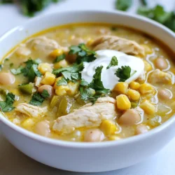 When making Cajun White Chicken Chili, gather these key ingredients for a hearty dish: - 1 lb boneless, skinless chicken breasts - 1 tablespoon olive oil - 1 onion, finely chopped - 3 cloves garlic, minced - 1 green bell pepper, diced - 1 can (15 oz) cannellini beans - 1 can (4 oz) diced green chilies - 4 cups chicken broth - 1 teaspoon Cajun seasoning - 1 teaspoon ground cumin - 1 teaspoon dried oregano - Salt and pepper to taste - 1 cup corn kernels - 1 tablespoon lime juice - Fresh cilantro for garnish - Optional toppings: sour cream and shredded cheese Each ingredient brings unique flavors and textures. The chicken adds protein, while the beans add creaminess. The spices bring warmth and depth. Fresh lime juice brightens the dish, and cilantro adds a pop of color and freshness. When you pick your ingredients, choose fresh items. Fresh vegetables and herbs enhance the chili's taste. Quality chicken makes a big difference in the final flavor. Don’t forget to adjust spices to match your taste. If you like it spicy, add more Cajun seasoning! {{ingredient_image_2}} Start by heating 1 tablespoon of olive oil in a large pot over medium heat. Once the oil is hot, add 1 pound of cubed chicken. Make sure not to overcrowd the pot. Cook the chicken for 5 to 7 minutes. Stir occasionally until all sides are nicely browned. After that, remove the chicken and set it aside on a plate. In the same pot, toss in 1 finely chopped onion, 3 minced garlic cloves, and 1 diced green bell pepper. Sauté these for 3 to 4 minutes. Stir often until the vegetables soften and the onions turn clear. This step builds a great base for your chili. Now it's time to mix in the fun stuff! Add 1 can of rinsed and drained cannellini beans, 1 can of diced green chilies, and 4 cups of chicken broth. Don't forget to add 1 teaspoon of Cajun seasoning, 1 teaspoon of ground cumin, 1 teaspoon of dried oregano, and a pinch of salt and pepper. Stir everything together until well combined. Return the browned chicken to the pot and stir it in. Increase the heat to bring the mixture to a gentle boil. Once it boils, reduce the heat to low and cover the pot. Let it simmer for about 20 minutes. This helps all the flavors mix well together. After 20 minutes, stir in 1 cup of corn kernels and squeeze in 1 tablespoon of lime juice. Let it cook for an additional 5 minutes until the corn is heated through. Take a moment to taste the chili. Adjust the seasoning with more salt, pepper, or Cajun seasoning if needed. Serve the chili hot, garnished with fresh cilantro. For extra creaminess, offer sour cream and shredded cheese on the side for your guests. To ensure juicy chicken, start with high-quality meat. Cut the chicken into bite-sized cubes for even cooking. Use medium heat when browning the chicken. This helps create a nice crust. Don't overcrowd the pot. Cook in batches if needed. After cooking, let the chicken rest for a few minutes before adding it back to the chili. This keeps it tender and moist. Want to boost flavor? Consider adding smoked paprika for depth. A pinch of cayenne pepper can give it a nice kick. Fresh thyme or bay leaves also add great flavor. You can use fresh herbs as a garnish too. Experiment with the Cajun seasoning. Adjust it to your taste for more or less heat. For a beautiful presentation, serve the chili in wide, shallow bowls. This makes it look elegant. Add a dollop of sour cream in the center of the bowl. Sprinkle shredded cheese on top. Finish with fresh cilantro for color. A lime wedge on the side adds a nice touch. These simple ideas make your chili look as good as it tastes! Pro Tips Use Fresh Ingredients: Fresh vegetables and herbs can significantly enhance the flavor of your chili. Opt for fresh cilantro and lime juice right before serving for the best taste. Adjust Spice Levels: If you prefer a spicier chili, feel free to increase the Cajun seasoning or add a dash of hot sauce to taste. Always start with a small amount and adjust gradually. Make It Ahead: This chili can be made a day in advance. Letting it sit allows the flavors to develop even further. Just reheat before serving and enjoy! Experiment with Toppings: Besides sour cream and cheese, try adding diced avocado, sliced jalapeños, or tortilla strips for added texture and flavor. {{image_4}} You can change some ingredients to fit your needs. If you want a different meat, try turkey or pork. If you prefer a plant-based option, use tofu or tempeh. For beans, cannellini are great, but black beans or pinto beans work well too. You can even mix different beans for more texture and flavor. Adjusting the spice level is easy! If you like it mild, use less Cajun seasoning. You can also leave out the diced green chilies. For more heat, add cayenne pepper or hot sauce. A few dashes will make your chili pack a punch. Always taste as you go to find that perfect heat for you. Making a meatless version of this chili is simple. Just skip the chicken and add more beans or some lentils. You can also use vegetable broth instead of chicken broth. For added flavor, include more spices like smoked paprika or chili powder. Top it off with fresh herbs to brighten the dish. After enjoying your Cajun white chicken chili, store leftovers in a safe way. Let the chili cool down first. Transfer it to an airtight container. You can refrigerate it for up to four days. For longer storage, freeze it in a freezer-safe container. Make sure to leave some space at the top. This helps prevent the container from bursting when the chili expands. When you want to enjoy your chili again, follow these simple steps. If it’s frozen, let it thaw in the fridge overnight. For reheating, use a pot on medium heat. Stir often to keep it even. Heat until it’s hot, about 5 to 10 minutes. You can also use a microwave. Place the chili in a microwave-safe bowl. Heat it in short bursts, stirring in between. This keeps the flavor and texture just right. How long does Cajun white chicken chili last? In the fridge, it stays good for about four days. If you freeze it, it can last for about three months. Just remember to label the container with the date. This way, you’ll know when to use it by. Enjoy your chili at its best! Cajun White Chicken Chili is a hearty dish that blends flavors from Cajun and chili cooking. It features tender chicken, creamy cannellini beans, and zesty spices. The dish is rich, warm, and filling, making it perfect for chilly days. The chicken adds protein, while the beans give creaminess. With Cajun seasoning, you get a unique kick. Yes, you can! To make Cajun White Chicken Chili in a slow cooker, just follow these steps: - Brown the chicken in a pan first, then move it to the slow cooker. - Add all other ingredients, including vegetables and spices. - Cook on low for 6-8 hours or high for 3-4 hours. This method lets the flavors blend well and creates a tasty meal with little effort. Cajun White Chicken Chili can be spicy, depending on the amount of Cajun seasoning you use. The seasoning blends spices like paprika, cayenne, and black pepper, which can add heat. If you prefer less spice, start with a smaller amount and taste as you go. You can always add more if you want a stronger kick. Absolutely! You can add many vegetables to boost nutrition and flavor. Here are some great options: - Diced zucchini or yellow squash - Chopped spinach or kale - Sliced carrots or celery Simply chop them small and sauté them with the onions and peppers before adding the rest. This way, they soften nicely and mix well with the chili. Cajun White Chicken Chili pairs well with various sides. Here are some great options: - Warm cornbread or crusty bread for dipping - A fresh green salad with a light vinaigrette - Rice or quinoa for a heartier meal You can also offer toppings like sour cream and shredded cheese to enhance the chili's flavor. This blog post covered all you need to make Cajun White Chicken Chili. We listed the key ingredients and walked through each cooking step. You learned expert tips for great flavor and healthy options for different diets. Cajun White Chicken Chili is easy to make and full of flavor. You can adjust the spice and use your favorite ingredients. Now, get cooking and enjoy this warm, tasty dish!