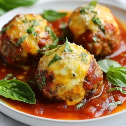 - 1 pound ground beef - 1/2 pound ground pork (optional; can substitute with additional ground beef or ground turkey) - 1 cup seasoned breadcrumbs - 1/4 cup grated Parmesan cheese - 1/4 cup fresh parsley, minced - 1 large egg - 8 ounces mozzarella cheese, cut into small cubes - 2 cups marinara sauce I love using a mix of ground beef and pork for these meatballs. The beef gives it a rich flavor, while the pork adds some nice juiciness. You can also use just ground beef or turkey if you prefer. The mozzarella is the star here; it melts beautifully inside the meatball. Each bite will be a cheesy delight. - 1 teaspoon garlic powder - 1 teaspoon onion powder - Salt and freshly ground black pepper to taste Seasoning is key to great meatballs. I always add garlic and onion powder for depth. Salt and pepper balance the flavors. Grated Parmesan cheese adds a nice touch and extra flavor to the mix. It makes the meatballs even more savory. - Substitutions for meat: ground turkey or chicken - Additional herbs or spices: oregano or thyme If you want to switch things up, ground turkey or chicken works well. They are leaner but still tasty. You can also add more herbs like oregano or thyme for a different flavor. This way, you can customize your meatballs to fit your taste. {{ingredient_image_2}} First, preheat your oven to 375&deg;F (190&deg;C). This heat will make your meatballs cook just right. Next, get a baking sheet and line it with parchment paper. This step helps prevent sticking later on. In a large bowl, combine 1 pound of ground beef and 1/2 pound of ground pork if you like. If you want, you can use just more ground beef or ground turkey. Add in 1 cup of seasoned breadcrumbs, 1/4 cup of grated Parmesan cheese, and 1/4 cup of minced parsley. Crack in 1 large egg. Then sprinkle in 1 teaspoon of garlic powder, 1 teaspoon of onion powder, along with salt and pepper to taste. Mix gently with your hands or a spoon. Be careful not to overmix. This keeps your meatballs tender and juicy. Now, let&rsquo;s shape those meatballs! Take a handful of the meat mixture and form it into a patty in your palm. Place a small cube of mozzarella cheese in the center. Fold the meat around the cheese and roll it into a ball. Make sure the cheese is completely enclosed. Repeat this for all the meat mixture. Aim for the meatballs to be about 1.5 inches in size. This size cooks evenly and gives a nice bite. Place the stuffed meatballs on the lined baking sheet. Space them out well. Bake in your preheated oven for 20 to 25 minutes. You want them to be cooked through and golden brown outside. While they bake, heat 2 cups of marinara sauce in a large skillet over medium heat. Once the meatballs are golden, transfer them into the skillet with the sauce. Let them simmer for 5 to 10 minutes. This melds all the flavors together beautifully. Enjoy the delicious smells filling your kitchen! To keep meatballs tender, be gentle when mixing. Overmixing can make them tough. Use equal parts ground beef and pork to add flavor and moisture. If you prefer, you can use only ground beef or turkey. The key is to maintain a good ratio of meat to breadcrumbs. This balance helps create a soft and juicy meatball. Adding spices can boost the taste of your meatballs. Try some Italian seasoning or red pepper flakes for a kick. Fresh herbs like basil or oregano can also add depth. Using homemade marinara sauce adds a personal touch. However, store-bought sauce can save time and still taste great. Just check the label for quality ingredients. Serve your meatballs over pasta for a classic Italian dish. You can also place them in a crusty roll for a meatball sub. Don&rsquo;t forget to add marinara sauce on top. For garnishing, sprinkle fresh basil leaves and extra Parmesan cheese. This not only looks great but also adds flavor. A colorful side salad completes the meal nicely. Pro Tips Keep It Juicy: To ensure your meatballs stay juicy, avoid overmixing the meat mixture. Just combine the ingredients until they are evenly mixed. Cheese Surprise: Use different types of cheese for a unique flavor. Try using provolone or gouda for a different twist on the classic mozzarella center. Batch Cooking: Make a double batch and freeze half for quick meals later. Just bake, cool, and freeze the meatballs before simmering them in sauce. Flavor Boost: Add herbs like oregano or thyme to the meat mixture for an extra flavor boost that complements the marinara sauce beautifully. {{image_4}} You can change the meat in these meatballs. Ground turkey or chicken works well. These options make the dish lighter but still tasty. If you want a vegetarian version, lentils or chickpeas are great substitutes. Both offer protein and texture. Just mash them a bit and mix with your spices. The cheese you choose can change the flavor. Mozzarella is classic, but you can try others too. Cheddar or pepper jack will add a nice twist. Flavored cheeses, like garlic or herb, can make your meatballs pop with extra taste. Get creative with what you have on hand! While marinara is delicious, other sauces can be fun too. Pesto gives a fresh taste, or you can use Alfredo for creaminess. These sauces change the whole dish! Serve your meatballs over rice or quinoa for a new base. Mixing things up keeps meals exciting. Once you finish your meal, let the meatballs cool. Place them in a container that seals well. I recommend using glass or BPA-free plastic containers. This helps keep the meatballs fresh. If you have leftover sauce, store it separately. To freeze the meatballs, first, let them cool completely. Arrange them in a single layer on a baking sheet. This way, they won&rsquo;t stick together. Once frozen, transfer them to a freezer-safe bag. Make sure to remove as much air as possible. When you want to use them, take out how many you need. Thaw them overnight in the fridge. Reheat in marinara sauce on low heat until hot. Stuffed mozzarella meatballs can last in the fridge for up to three days. Check for signs of spoilage, like an off smell or discoloration. If you freeze them, they can last about three months. Always label your containers with the date. This helps you keep track of freshness. Enjoy your meatballs while they are still tasty! Yes, you can prepare the meatballs ahead of time. To do this, mix your ingredients and form the meatballs. Place them on a baking sheet and cover with plastic wrap. You can keep them in the fridge for up to 24 hours. If you want to store them longer, freeze the uncooked meatballs. Just remember to thaw them in the fridge before baking. This makes meal prep easy and saves you time. Stuffed mozzarella meatballs pair well with many sides. Here are a few tasty options: - Spaghetti or any pasta - Crusty garlic bread - A fresh green salad - Roasted vegetables - Polenta for a creamy base These sides help create a complete meal, making it even more enjoyable. Yes, grilling is a great option! Grilling gives the meatballs a smoky flavor. To grill, shape the meatballs and place them on skewers. Cook over medium heat until they are brown and cooked through. Just be careful, as they might fall apart if not handled gently. Baking keeps the meatballs juicy and tender, while grilling adds a nice char. When reheating meatballs, you want them to stay moist. The best ways are: - Oven method: Preheat to 350&deg;F (175&deg;C). Place meatballs in a baking dish, cover with foil, and heat for 15-20 minutes. - Stovetop method: Heat marinara sauce in a pan. Add meatballs and warm over low heat for about 10 minutes. Both methods keep the meatballs soft and full of flavor. You now have all the tools to make delicious stuffed mozzarella meatballs. We've covered the essential ingredients, seasonings, and helpful tips. I shared ways to perfect your meatball texture and exciting variations to try. This dish is versatile, so feel free to experiment with different meats and cheeses. Remember, cooking is about enjoyment and creativity. Whether for dinner or a gathering, these meatballs will impress. Get ready to savor every bite, and enjoy the process!