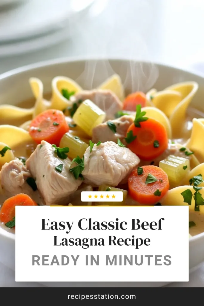 Discover the ultimate comfort food with this creamy chicken noodle soup recipe ready in just 30 minutes! This easy chicken soup recipe features tender chicken, fresh veggies, and creamy goodness that will warm your soul. Perfect for busy weeknights, it's a quick chicken noodle recipe you&rsquo;ll love to make again and again. Get cozy and enjoy homemade chicken noodle soup&mdash;your taste buds will thank you! Save this recipe for later! #CreamyChickenNoodleSoup #30MinuteChickenSoup #QuickChickenNoodleRecipe #EasyChickenSoupRecipe