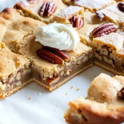 - 2 cups all-purpose flour - 1 teaspoon baking powder - 1/2 teaspoon baking soda - 1/2 teaspoon ground nutmeg - 1/4 teaspoon ground cinnamon - 1/2 teaspoon salt - 1/2 cup unsalted butter, softened - 1 cup packed brown sugar - 1/2 cup granulated sugar - 2 large eggs, at room temperature - 2 teaspoons pure vanilla extract - 1 cup eggnog - 1/2 cup finely chopped pecans or walnuts (optional) - Whipped cream for topping (optional) You can add chopped pecans or walnuts for extra flavor and crunch. Whipped cream also makes a great topping. If you do not have eggnog, you can use a mix of milk, cream, and spices. You can swap the nuts for chocolate chips if you prefer. Use a dairy-free butter and egg substitute for a vegan version. {{ingredient_image_2}} 1. Start by preheating your oven to 350°F (175°C). This helps the bars bake evenly. 2. Grab a 9x13 inch baking pan. Lightly grease it or line it with parchment paper. This ensures easy removal later. 3. In a medium bowl, mix the dry ingredients. Combine 2 cups of all-purpose flour, 1 teaspoon of baking powder, 1/2 teaspoon of baking soda, 1/2 teaspoon of ground nutmeg, 1/4 teaspoon of ground cinnamon, and 1/2 teaspoon of salt. Set this mixture aside. 1. In a large mixing bowl, cream together 1/2 cup of softened unsalted butter, 1 cup of packed brown sugar, and 1/2 cup of granulated sugar. Mix on medium speed until light and fluffy, about 3 to 5 minutes. 2. Add 2 large eggs one at a time. Beat well after each addition. Then, mix in 2 teaspoons of pure vanilla extract. 3. Gradually add the dry mixture. Alternate with 1 cup of eggnog. Start and end with the flour mixture. Mix gently to avoid overmixing. 4. If you like, fold in 1/2 cup of finely chopped pecans or walnuts. This adds a nice crunch. 5. Pour the batter into the prepared pan. Spread it out evenly with a spatula. 1. Bake in your preheated oven for 25 to 30 minutes. Check if a toothpick comes out clean or with a few moist crumbs. 2. Let the cookie bars cool in the pan for at least 10 minutes. This makes cutting easier. 3. Once cool enough, cut into generous squares. For a festive touch, top each square with whipped cream before serving. 4. To impress guests, arrange the bars on a decorative platter. Dust lightly with powdered sugar or add a sprinkle of nutmeg for a special look. To get the best texture, use room temperature ingredients. This includes butter, eggs, and eggnog. They blend better, creating a smooth batter. When mixing, be careful not to overmix after adding dry ingredients. This helps keep your cookie bars soft and chewy. Adding chopped nuts gives a nice crunch and flavor boost. I like to use pecans or walnuts, but you can skip them if you prefer. One common mistake is not measuring ingredients correctly. Too much flour can make the bars dry. Always use a spoon to fluff up the flour before scooping it into your measuring cup. Another mistake is not letting the bars cool before cutting. They need time to set. If you cut them too soon, they may fall apart. For a fun and festive look, arrange the cookie bars on a pretty platter. You can dust them lightly with powdered sugar for a snowy effect. A sprinkle of nutmeg adds a touch of spice and color. For extra flair, place a cinnamon stick next to each bar. This not only looks nice, but it also adds aroma when served. Pro Tips Use Room Temperature Ingredients: Let your butter, eggs, and eggnog come to room temperature before mixing. This helps create a smoother batter and ensures even baking. Don't Overmix: When combining dry and wet ingredients, mix until just combined. Overmixing can lead to tough cookie bars. Check for Doneness: For perfectly baked cookie bars, start checking for doneness a few minutes before the suggested baking time. A toothpick should come out clean or with a few moist crumbs. Experiment with Flavor: Feel free to customize your eggnog cookie bars by adding chocolate chips or swapping out nuts for dried fruits for a unique twist. {{image_4}} You can change the flavor of your eggnog cookie bars easily. Try using different spices, like ginger or cardamom, for a unique twist. Instead of eggnog, you can use chai tea or spiced milk. This gives a different taste while keeping the festive feel. You may also add a splash of rum extract for a more adult flavor. If you need to adjust for dietary needs, there are many options. To make these bars gluten-free, swap the all-purpose flour for a gluten-free blend. For a dairy-free version, use coconut oil or a dairy-free butter substitute. You can replace eggs with flax eggs or applesauce for a vegan option. Each switch can make these bars fit your needs without losing flavor. Seasonal add-ins can make your cookie bars even better. Try folding in dried cranberries or chopped apples for a fruity touch. You can also mix in mini chocolate chips or white chocolate for a sweet surprise. Top the bars with crushed candy canes around the holidays. These fun twists keep the flavors fresh and exciting all season long. To keep your eggnog cookie bars fresh, store them in an airtight container. This helps prevent them from drying out. I recommend placing parchment paper between layers to avoid sticking. You can store them at room temperature for up to three days. If you want to keep them longer, refrigerate them. They will stay fresh for about a week in the fridge. Freezing is a great option for longer storage. First, let the cookie bars cool completely. Then, cut them into squares. Wrap each square tightly in plastic wrap. After wrapping, place the squares in a freezer-safe bag or container. Make sure to remove as much air as possible. They can last up to three months in the freezer. When you’re ready to enjoy, just thaw them in the fridge overnight. If you want to enjoy your cookie bars warm, reheating is easy. Preheat your oven to 350°F (175°C). Place the cookie bars on a baking sheet. Heat them for about 5 to 10 minutes. You can also use the microwave. Just heat them for 10 to 15 seconds. Be careful not to overheat, or they may become dry. Serve them warm for a cozy treat! To cut eggnog cookie bars, wait until they cool. Use a sharp knife. Start at the center and cut straight down. This gives you clean, neat squares. If the bars are warm, they might crumble. For best results, chill them for a bit before cutting. Yes, you can use other types of milk. Whole milk, almond milk, or even soy milk work well. However, using eggnog adds a rich flavor and festive taste. If you skip the eggnog, you may want to add spices like nutmeg or cinnamon to keep the flavor strong. Eggnog cookie bars stay fresh for about 3-5 days. Store them in an airtight container at room temperature. For longer storage, you can freeze them. They can last up to three months in the freezer. Just make sure to wrap them tightly! We explored key ingredients, including optional items and smart substitutions. The step-by-step instructions covered prep, baking, and serving. I shared tips for perfect texture and flavor, plus common mistakes to watch out for. We discussed fun variations for flavor and dietary needs, along with storage and reheating methods. Use these insights to create tasty eggnog cookie bars. Enjoy your baking and share your joyful treats with friends and family!