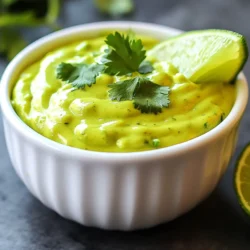 - 1 ripe avocado - 1/2 cup fresh cilantro leaves, tightly packed - 1/4 cup Greek yogurt - 2 tablespoons fresh lime juice - 1 garlic clove, minced - 1/4 teaspoon ground cumin - Sea salt and black pepper, to taste - Water, as needed - Use one ripe avocado for creaminess. - Tightly pack half a cup of cilantro leaves. - Full-fat Greek yogurt gives the best taste. - Fresh lime juice adds a bright flavor. - Adjust minced garlic to your taste. - Use just a pinch of cumin for warmth. - Season with salt and pepper to your liking. - Add water to change the dressing's thickness. This dressing is rich in healthy fats from the avocado. - Calories: About 80 per serving - Fat: 6g (mostly healthy fats) - Carbohydrates: 5g - Protein: 2g - Fiber: 2g This dressing makes a great option for salads or as a dip. {{ingredient_image_2}} To start, gather your ingredients. You will need: - 1 ripe avocado - 1/2 cup fresh cilantro leaves, tightly packed - 1/4 cup Greek yogurt - 2 tablespoons freshly squeezed lime juice - 1 garlic clove, minced - 1/4 teaspoon ground cumin - Sea salt and freshly cracked black pepper - Water, as needed First, slice the avocado in half. Remove the pit carefully. Scoop the green flesh into your blender. Next, wash the cilantro leaves. Make sure they are tightly packed in your measuring cup. Add them to the blender next, along with the Greek yogurt, lime juice, minced garlic, and ground cumin. Now, secure the lid on the blender. Blend the mixture on high speed. You want a smooth and creamy texture. Stop to scrape down the sides with a spatula if needed. This helps blend everything evenly. Check the thickness of your dressing. If it seems too thick, add water. Start with one tablespoon at a time. Blend after each addition until you reach the desired consistency. Next, taste your dressing. Adjust the flavor using sea salt and freshly cracked black pepper. Mix well after making any changes. Once satisfied, transfer the dressing to an airtight container. Refrigerate it for at least 30 minutes. This helps the flavors blend and chill. Enjoy your creamy avocado cilantro dressing on salads or as a dip! Pick a ripe avocado for the best flavor. Ripe avocados feel slightly soft when you squeeze them. Their skin should have a dark green or nearly black color. If it is too hard, it is not ripe. If it feels mushy, it is overripe. You want perfect ripeness for a creamy dressing. You can swap Greek yogurt for sour cream if you like a tangy taste. For a dairy-free option, use coconut yogurt or silken tofu. Fresh lime juice is key, but lemon juice works too. If you don't have cumin, try using chili powder for a spicy twist. Use what you have for a personal touch. To boost the flavor, add more garlic or lime juice. A pinch of chili flakes can bring heat. Consider mixing in a splash of vinegar for brightness. If you love sweetness, a tiny bit of honey or agave can balance the flavors. Experiment with these tips to find your perfect blend. Pro Tips Use Ripe Avocados: Ensure your avocados are perfectly ripe for a smoother, creamier texture in your dressing. Adjust Creaminess: Depending on your preference, you can substitute Greek yogurt with sour cream for a tangier flavor. Fresh Herbs Matter: For the best flavor, use fresh cilantro instead of dried; it really enhances the dressing's freshness. Experiment with Spices: Feel free to customize the seasoning by adding a pinch of chili powder or smoked paprika for a kick! {{image_4}} Want a kick? Add jalape&ntilde;o or chili powder. Start with a small amount. Blend it in with the other ingredients. Taste as you go to find the right heat. This spicy twist enhances the creamy avocado taste. Feel free to play with flavors! Try adding fresh basil or parsley for a new twist. You can also mix in a spoonful of honey for a sweet touch. Another idea is to include a splash of apple cider vinegar for tanginess. Each herb or ingredient can change the flavor profile of your dressing. To make this dressing vegan, swap the Greek yogurt for silken tofu or a plant-based yogurt. This keeps it creamy without dairy. You can also add a bit of nutritional yeast for a cheesy flavor. These changes make the dressing suitable for all diets while still tasting great! To store your creamy avocado cilantro dressing, place it in an airtight container. This keeps it fresh and prevents air from making it brown. Always seal the lid tightly. If you don&rsquo;t have a container, plastic wrap works in a pinch. Just press it directly onto the surface of the dressing. This dressing lasts about 3 to 5 days in the fridge. The lime juice helps keep it bright and tasty. After a few days, check for any off smells or discoloration. If it looks or smells strange, throw it out. Always trust your senses when it comes to food safety. You can freeze this dressing! Portion it into ice cube trays for easy use. After it freezes solid, pop the cubes into a freezer bag. Label the bag with the date. It lasts about 2 to 3 months in the freezer. When you&rsquo;re ready to use it, thaw it in the fridge overnight. Give it a good stir before serving to bring back that creamy texture. You can use Creamy Avocado Cilantro Dressing on many dishes. It adds a fresh taste to salads. Drizzle it over mixed greens, tomatoes, and peppers for a burst of flavor. Use it as a dip for fresh veggies like carrots and cucumbers. It also works great on tacos or grilled chicken. Feel free to experiment! Yes, you can make this dressing ahead of time. It stores well in the fridge. Just place it in an airtight container. For the best taste, chill it for at least 30 minutes. This helps the flavors blend nicely. You can keep it for up to three days. Just give it a stir before using. If your dressing is too thick, don&rsquo;t worry! Simply add water to adjust the texture. Start with one tablespoon of water. Blend it well and check the consistency. Keep adding more water until it reaches your desired thickness. This way, you can enjoy a smooth, pourable dressing every time. This article covered how to make creamy avocado cilantro dressing. We discussed the ingredients, steps, and tips to enhance your dressing. I shared tasty variations, including spicy options and vegan choices. Lastly, we talked about how to store the dressing properly to keep it fresh. Making this dressing adds flavor to your meals. Follow these steps to create your own unique version. Enjoy the burst of freshness on your favorite dishes!