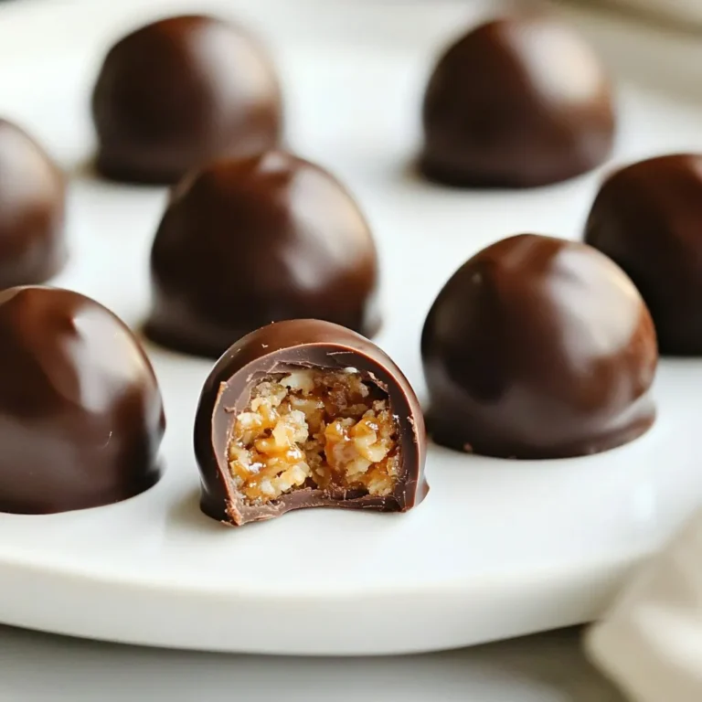 - 1 cup sweetened shredded coconut - 1 cup powdered sugar - 1 cup finely chopped pecans or walnuts - 1/2 cup creamy peanut butter - 1 teaspoon pure vanilla extract - 2 cups semi-sweet chocolate chips - 1 tablespoon coconut oil Each serving has about 140 calories. You get 8 grams of fat, 18 grams of carbs, and 2 grams of protein. This treat is sweet and has a nice crunch from the nuts. It also gives a good amount of energy. When choosing your coconut, look for sweetened shredded coconut in the baking aisle. It should be moist and fresh. For nuts, select pecans or walnuts that are raw and unsalted. Fresh nuts have a better taste. Use creamy peanut butter with no added sugar for the best flavor and texture. When picking chocolate chips, go for high-quality semi-sweet ones. They melt better and taste richer. Always read the labels to ensure you get the best quality. {{ingredient_image_2}} To start, gather all your ingredients. You will need sweetened shredded coconut, powdered sugar, chopped nuts, peanut butter, and vanilla extract. In a large bowl, mix the coconut, powdered sugar, and chopped nuts. Add the peanut butter and vanilla. Use your hands or a spatula to mix until the blend is sticky. Next, shape this mixture into small balls. Each ball should be about 1 inch wide. Place them on a baking sheet lined with parchment paper. Make sure to space them well so they don’t stick together. Cover the sheet and chill the balls in the fridge for 30 minutes. When shaping the coconut balls, keep your hands slightly damp. This helps prevent the mixture from sticking to your fingers. If the mixture is too soft, let it chill a bit longer before shaping. After shaping, make sure to chill them well. This helps them hold their shape during coating. While your coconut balls chill, it’s time to melt the chocolate. In a microwave-safe bowl, combine chocolate chips and coconut oil. Microwave in 30-second bursts. Stir after each time until smooth. Once the chocolate melts, remove the coconut balls from the fridge. Dip each one into the melted chocolate using a fork. Make sure to coat each ball completely. Let any extra chocolate drip back into the bowl. Place the coated balls back on the parchment-lined sheet. Chill the baking sheet for another 30 minutes. This helps the chocolate set completely. For a fun touch, you can drizzle some extra melted chocolate over the top before serving. Enjoy your Martha Washington Candy! One common mistake is not mixing the ingredients well. If the mixture is not sticky, the balls won’t hold together. Be sure to combine the shredded coconut, powdered sugar, nuts, peanut butter, and vanilla extract thoroughly. Another mistake is not chilling the coconut balls long enough. Chilling firms them up and makes coating easier. If the balls are too soft, the chocolate will not stick well. Finally, avoid using chocolate that is not designed for melting. Use semi-sweet chocolate chips for the best taste and texture. To get a smooth chocolate coating, make sure the chocolate is fully melted. Microwave it in short bursts, stirring often. This method helps prevent burning. When dipping the coconut balls, use a fork for an even coat. Let the excess chocolate drip off before placing them back on the baking sheet. This keeps the coating thin and nice. Chill the chocolate-coated treats again to help the chocolate set firmly. This step is key for a clean bite. You can enhance the flavor by adding spices like cinnamon or nutmeg. Just a pinch can give your treats a warm twist. For added texture, try mixing in some crushed graham crackers. They add a nice crunch and complement the coconut well. Finally, consider drizzling melted white chocolate over the treats for a fun look. This adds sweetness and makes them extra special for events. Pro Tips Chill for Better Coating: Make sure to chill the coconut balls for at least 30 minutes before dipping them in chocolate. This helps the chocolate adhere better and keeps the shape intact. Use High-Quality Chocolate: Opt for high-quality semi-sweet chocolate chips for a richer flavor. Good chocolate makes a noticeable difference in taste. Experiment with Nuts: Feel free to substitute pecans or walnuts with other nuts like almonds or hazelnuts for a different flavor profile that complements the coconut. Add a Pinch of Sea Salt: A light sprinkle of sea salt on top of the chocolate treats before they set enhances the sweetness and adds a delightful contrast. {{image_4}} If you have dietary needs, you can still enjoy Martha Washington candy. Here are some easy swaps: - Nut-Free: Use sunflower seeds instead of pecans or walnuts. - Vegan: Replace creamy peanut butter with almond or sunflower seed butter. Use dairy-free chocolate chips for coating. - Gluten-Free: This recipe is naturally gluten-free, so no changes are needed! These swaps keep the flavor strong while meeting your needs. Want to mix it up? You can add different flavors to your Martha Washington candy. Here are some fun ideas: - Spices: A pinch of cinnamon or nutmeg can add warmth. - Extracts: Try almond or coconut extract for a twist. - Citrus Zest: Add a touch of orange or lemon zest for brightness. Experimenting with flavors can make this treat even more special! Make your Martha Washington candy shine at parties! Here are some tips to present your treats beautifully: - Colorful Platter: Arrange the candies on a bright, fun platter. - Garnish: Sprinkle extra shredded coconut or crushed nuts on top. - Individual Wrapping: Wrap each piece in clear plastic and tie with a ribbon. These ideas will impress your guests and make the treats even more inviting! To keep your Martha Washington Candy fresh, store it in an airtight container. This prevents air from making the treats dry. You can layer the candies with parchment paper to avoid sticking. Keep the container in a cool, dark place. A pantry or cupboard works well. Avoid direct sunlight and heat, as they can ruin the chocolate coating. When stored properly, these treats can last up to two weeks. You can enjoy them for a while, but they taste best in the first few days. If the treats start to lose their texture or flavor, it’s time to enjoy them before they go stale. You can freeze Martha Washington Candy for long-term storage. First, place the treats in a single layer on a baking sheet. Freeze them for about an hour until firm. Then, transfer them to a freezer-safe container. They can last up to three months in the freezer. When you want to enjoy them, take them out and let them thaw in the fridge. This helps keep the chocolate smooth and tasty. Avoid thawing at room temperature, as it may cause condensation. Martha Washington Candy is named after the first lady of the United States. She was known for her love of sweets. This candy is said to have originated from her recipes. The treats mix coconut, nuts, and chocolate. They reflect the flavors of early American cooking. Martha's candy has become a favorite for many during the holidays. Yes, you can substitute some ingredients. If you don’t have pecans, use walnuts or almonds. You can also swap creamy peanut butter for almond butter for a nut-free option. If you are avoiding sugar, try using a sugar substitute. Just keep in mind that the taste and texture may change slightly. The chocolate coating is set when it feels firm to the touch. After chilling in the fridge, it should not be sticky. If you see a dull finish, it’s ready. You can also test by gently pressing the chocolate with your finger. If it holds its shape, you're good to go! Can I freeze these treats? Yes, you can freeze Martha Washington Candy. Place them in an airtight container. They will last for up to three months. Just thaw them in the fridge before serving. How long do they take to make? The total time is about 1 hour and 20 minutes. This includes chilling time. The prep alone takes around 20 minutes, so it's quick! Can I add more flavors? Absolutely! You can add spices like cinnamon or nutmeg. A splash of orange or almond extract can also boost the flavor. Just be careful not to overpower the coconut and chocolate. You now have a complete guide to making Martha Washington Candy. We covered the ingredients, steps, and tips to get it right. Remember to avoid common mistakes and consider variations to suit your needs. Store your treats properly to keep them fresh. Enjoy making these fun candies with your own twist. You'll impress everyone with your skills and creativity. Happy cooking!