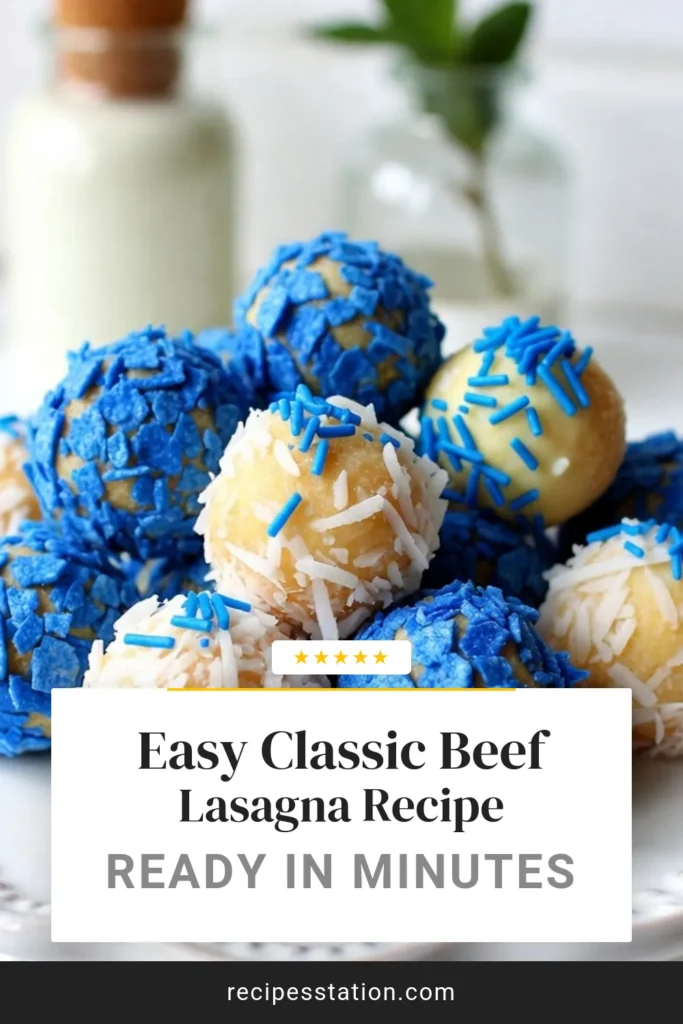 Looking for a stunning holiday dessert? Try these blue Christmas truffles! This easy no-bake truffle recipe combines creamy white chocolate and tangy cream cheese for a deliciously festive treat. Perfect for your holiday gathering, these easy chocolate truffles are a delightful addition to any dessert table. Don&rsquo;t miss out on these delicious festive treats for Christmas! Save now and whip up a batch! #BlueChristmasTruffles #HolidayDessertRecipes #NoBakeTruffleRecipe #FestiveTreats
