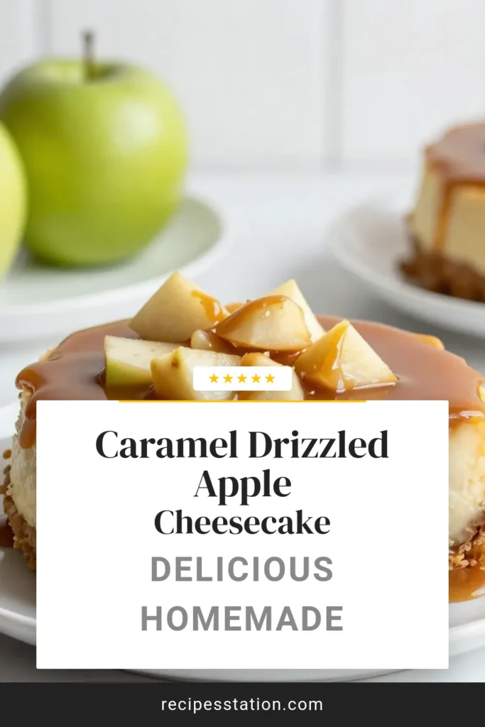 Indulge in this delicious caramel apple cheesecake recipe that's perfect for fall! Combining a creamy homemade cheesecake with apples and topped with rich caramel sauce for desserts, this easy cheesecake recipe is sure to impress. Perfect for gatherings or cozy nights in, it's a must-try dessert idea. Save this recipe to enjoy a slice of heaven! #CaramelAppleCheesecake #EasyCheesecakeRecipes #FallDessertIdeas #HomemadeDesserts