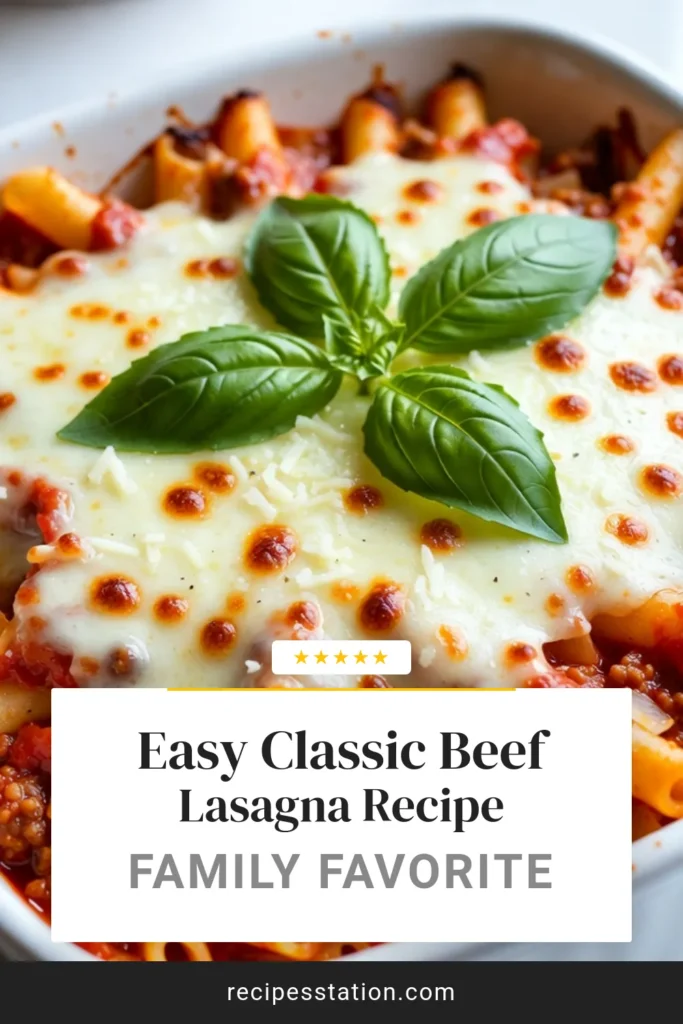 Indulge in this cheesy baked ziti recipe featuring savory ground beef and creamy ricotta cheese. This homemade baked ziti is a delicious twist on the classic dish, perfect for family dinners or gatherings. It's an easy ziti pasta recipe that will impress your guests. Bake until bubbly and golden for a cheesy delight! Save this baked ziti with ground beef recipe for your next meal. #BakedZiti #CheesyPasta #ComfortFood #ItalianCuisine