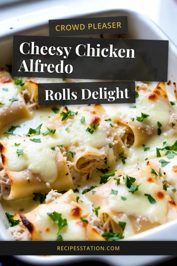 Indulge in the ultimate comfort food with these Cheesy Chicken Alfredo Lasagna Rolls! This easy lasagna rolls recipe is filled with creamy goodness, featuring shredded chicken and rich Alfredo sauce. Perfect for family dinners, these baked Alfredo lasagna rolls are sure to impress. Try this creamy lasagna with chicken for a delicious twist on a classic dish. Save this recipe for your next meal! #LasagnaRolls #ChickenAlfredo #EasyRecipes #ComfortFood