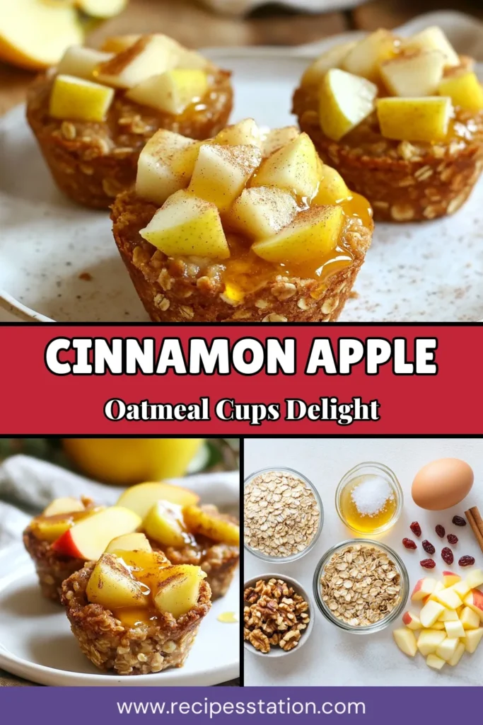 Discover the perfect way to start your day with these delicious cinnamon apple baked oatmeal cups! This healthy oatmeal cups recipe combines rolled oats, unsweetened applesauce, and fresh apples for a nutritious breakfast muffin that is both satisfying and easy to make. Enjoy these apple oatmeal muffins warm or on-the-go for a wholesome treat. Try this homemade oatmeal recipe today and elevate your breakfast game! Save the recipe! #CinnamonApple #OatmealCups #HealthyBreakfast #BreakfastMuffins