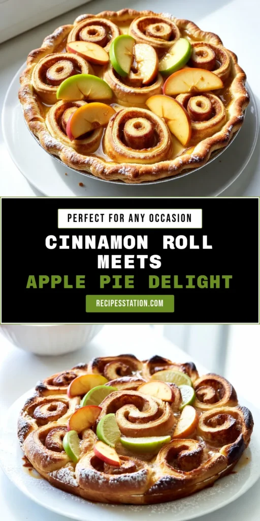 Indulge in the deliciousness of Cinnamon Roll Apple Pie, a unique twist on the traditional Apple Pie Recipe! This Homemade Apple Pie features a scrumptious cinnamon roll topping that promises to impress. Perfect for any occasion, this Easy Apple Pie with Cinnamon will be the star of your dessert table. Discover how to make this delightful Cinnamon Roll Dessert today! Don't forget to save this recipe! #CinnamonRollApplePie #ApplePieRecipe #CinnamonRollDessert #EasyApplePie