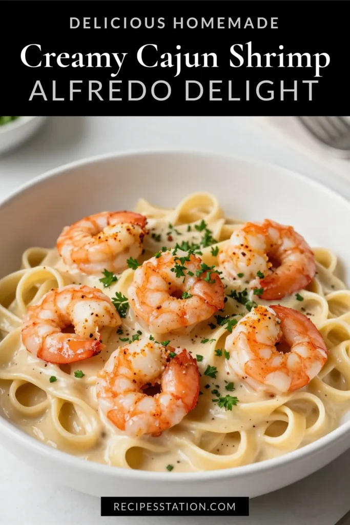 Indulge in this Creamy Cajun Shrimp Alfredo, a delightful twist on the classic dish! This Cajun Shrimp Pasta Recipe is both easy and flavorful, perfect for a quick seafood Alfredo recipe that impresses. With seasoned shrimp saut&eacute;ed to perfection and a rich Alfredo sauce, it&rsquo;s sure to become a favorite. Try this Easy Fettuccine Alfredo tonight! Save this recipe and enjoy a taste of deliciousness. #CajunShrimp #SeafoodLovers #PastaRecipe #QuickDinnerIdeas