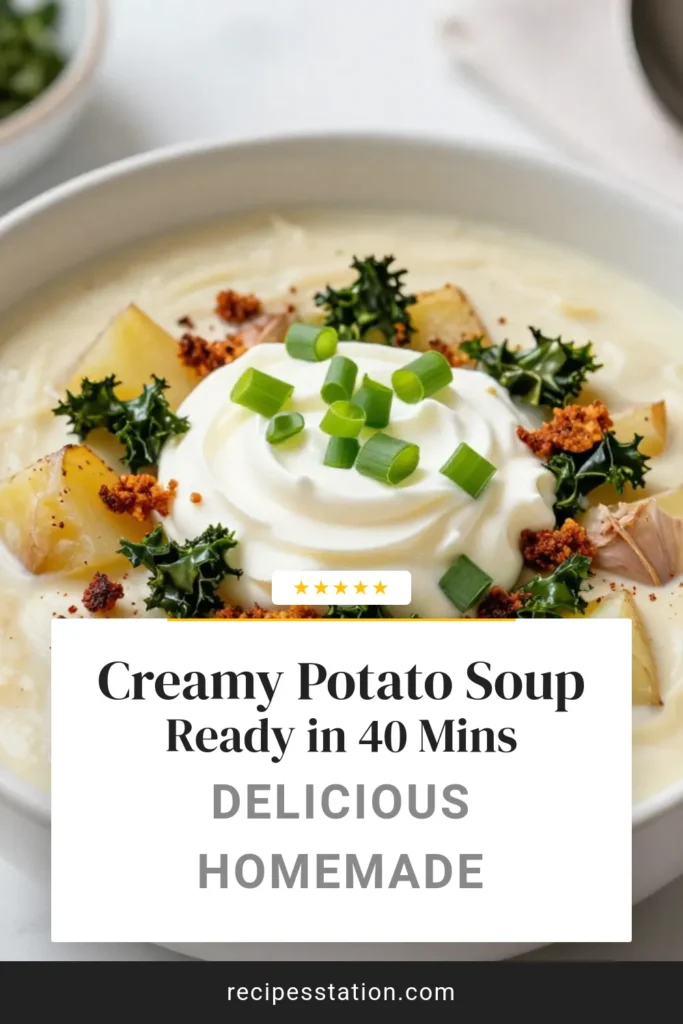 Warm up with this delicious creamy loaded potato soup recipe! Perfect as the best creamy soup, this easy potato soup recipe is vegetarian-friendly and loaded with flavor. With wholesome ingredients like russet potatoes, rich cream, and sharp cheddar cheese, it's comfort in a bowl. Don't miss out&mdash;save this loaded potato soup for a cozy night in or a family gathering. Try making it today! #CreamySoup #LoadedPotatoSoup #VegetarianRecipes #EasySoupRecipe