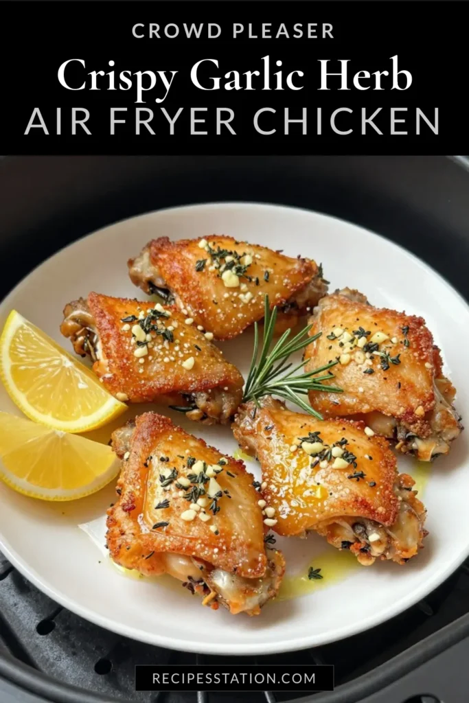 Discover this easy air fryer recipe for delicious Air Fryer Garlic Herb Chicken Thighs! Perfectly marinated with garlic and herbs, these crispy chicken thighs are a must-try. With just a few simple ingredients, you can elevate your dinner. Enjoy the juicy flavor and irresistible crunch in every bite. Try this marinated chicken thighs recipe tonight and impress your family! Save this recipe now and enjoy quick, flavorful meals! #EasyAirFryerRecipes #AirFryerChickenThighs #GarlicHerbChickenRecipe #CrispyChickenThighsAirFryer