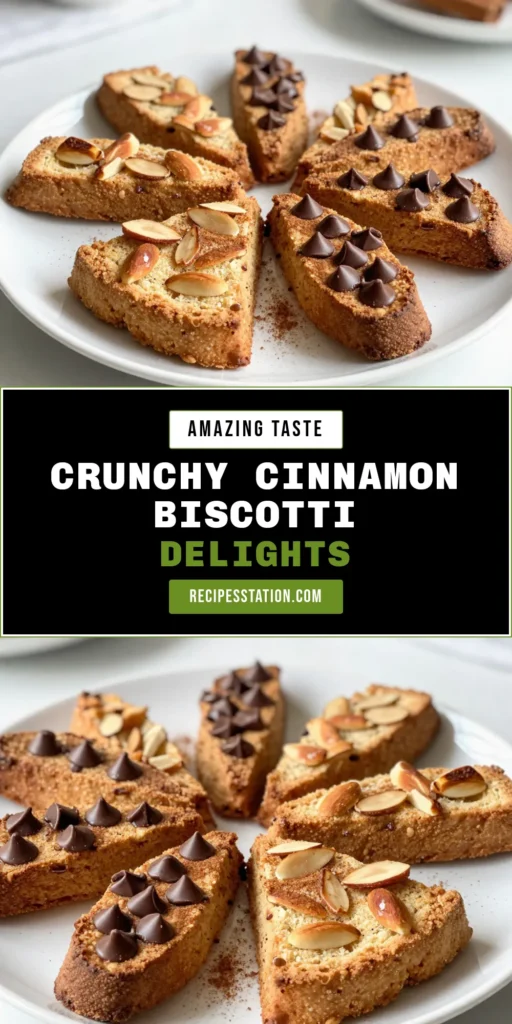 Discover the perfect Cinnamon Biscotti Recipe that combines the warm flavors of cinnamon and vanilla for an irresistible treat. These Easy Biscotti Cookies are crunchy delights, and adding almonds brings an extra crunch to your Vanilla Almond Biscotti. Want to take it over the top? Try dipping your Homemade Biscotti with Chocolate! Perfect for snacking or gifting. Save this recipe now! #Biscotti #CinnamonBiscotti #HomemadeCookies #BakingRecipes