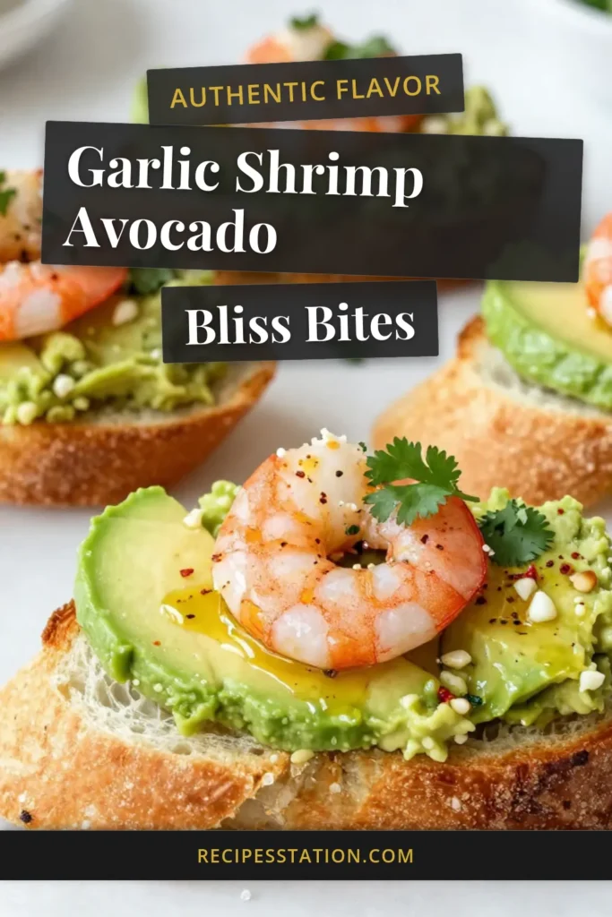 Impress your guests with this easy garlic shrimp crostini! This avocado crostini recipe features succulent garlic shrimp on toasted baguette toppings, perfect for a shrimp appetizer recipe that will elevate your parties. These easy party appetizers are flavorful and simple to make in just 25 minutes. Try this crowd-pleaser today and get ready for rave reviews! Save now! #GarlicShrimpCrostini #AvocadoCrostiniRecipe #ShrimpAppetizerRecipe #EasyPartyAppetizers