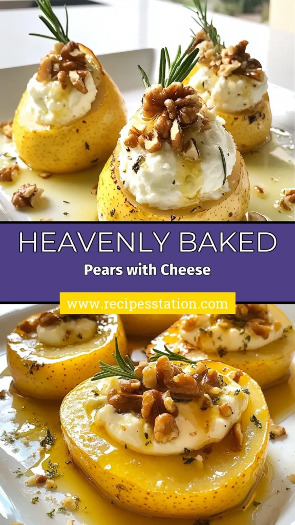Discover the irresistible baked pears recipe that transforms simple ingredients into a gourmet goat cheese dessert. These honey drizzled pears, filled with creamy goat cheese and crunchy walnuts, are an easy pear dessert that impresses. Perfect for gatherings or a cozy night in, this dish is sure to be a hit. Try it today and elevate your dessert game! Save and create your own delicious moments! #BakedPears #GoatCheese #EasyDessert #HealthyRecipes