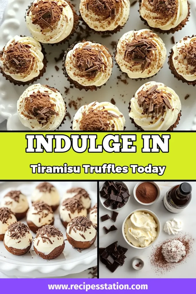 Indulge in the deliciousness of our easy tiramisu truffles recipe! These no-bake tiramisu treats combine creamy mascarpone cheese and rich chocolate truffles with coffee, making them the perfect easy tiramisu dessert. With just a few ingredients and simple steps, you can create decadent mascarpone cheese truffles that are sure to impress. Ready to satisfy your sweet tooth? Save this recipe and get started today! #TiramisuTruffles #NoBakeDessert #ChocolateTruffles #EasyDesserts