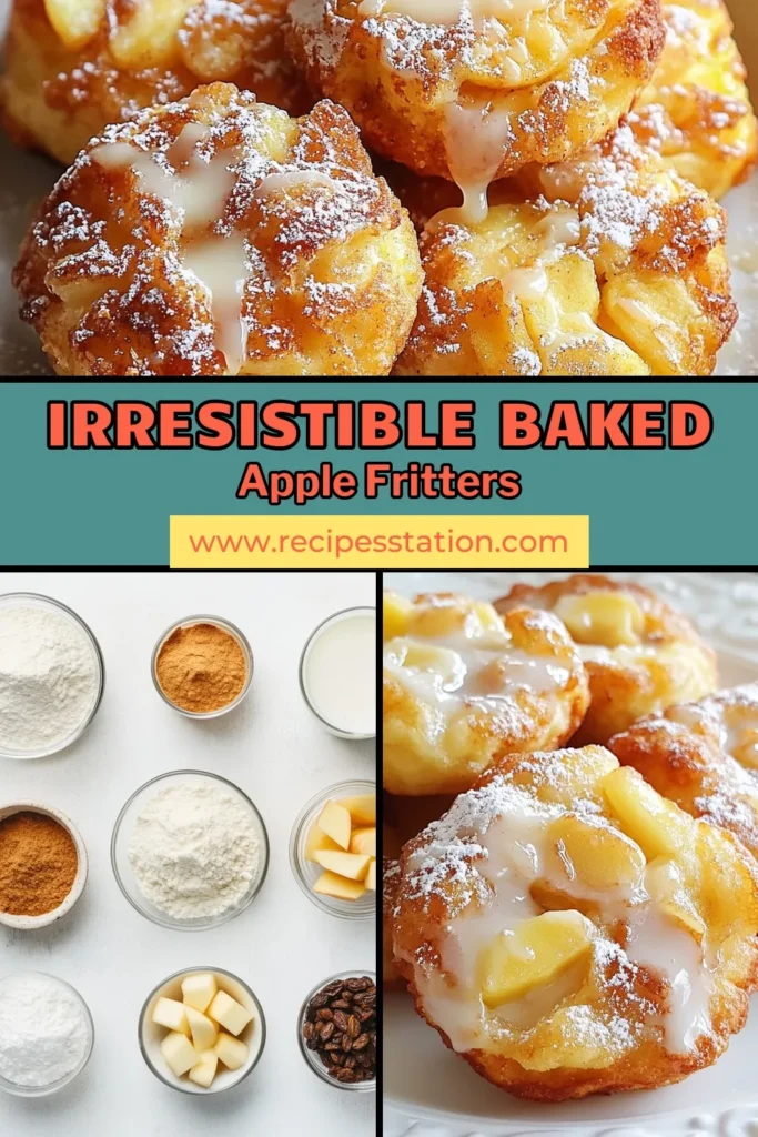 Looking for a delicious and easy treat? Try this baked apple fritters recipe! These homemade apple fritters are bursting with flavor, featuring cinnamon and chopped apples that create a delightful bite. Perfect for sharing, these glazed apple fritters are sure to impress! With just 15 minutes of prep time, you'll have a sweet snack in no time. Save this recipe and indulge in these easy apple fritters today! #AppleFritters #BakedFritters #CinnamonRecipes #HomemadeDesserts