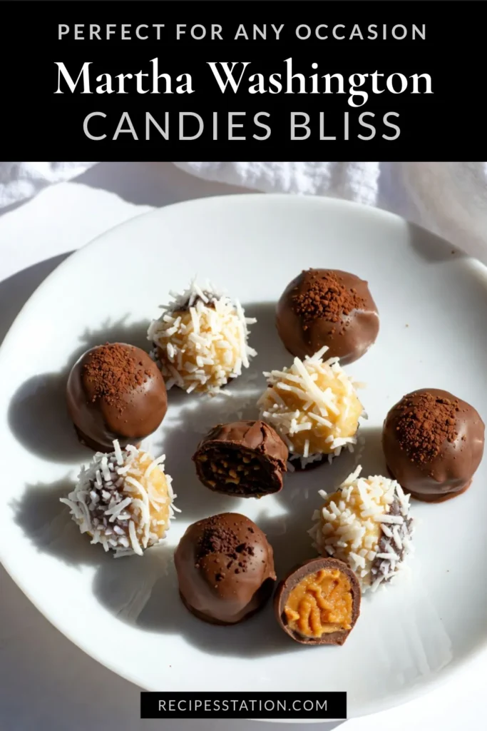 Indulge in the deliciousness of this easy Martha Washington candies recipe! These no bake coconut candies combine sweet shredded coconut and creamy peanut butter, creating a delightful homemade chocolate candy experience. Perfect for special occasions or simply to satisfy a sweet tooth, these coconut peanut butter candies are sure to impress. Try this recipe today and share your creations! #MarthaWashingtonCandies #HomemadeChocolate #EasyCandyRecipes #NoBakeCandies