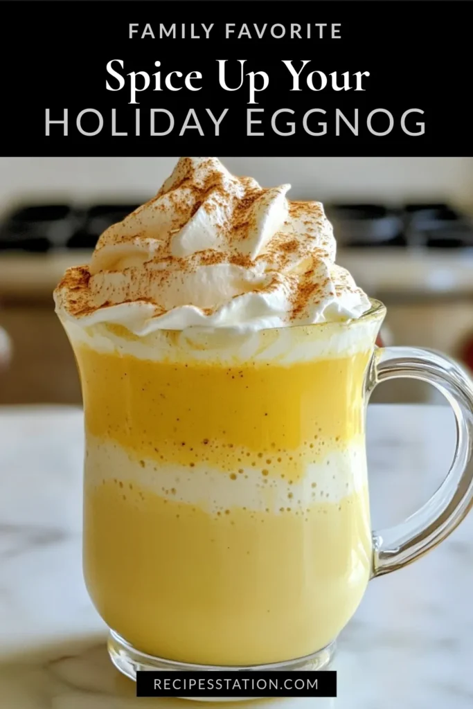 Get ready to celebrate the holidays with this Fiery Holiday Eggnog! This homemade eggnog recipe combines creamy goodness with spices for a delightful spiced eggnog that will impress your guests. Perfect for festive gatherings, this creamy eggnog cocktail is easy to make and even easier to enjoy. Treat yourself and your loved ones to this winter favorite. Save this festive drinks recipe now! #Eggnog #HolidayDrinks #FestiveCocktails #HomemadeEggnog