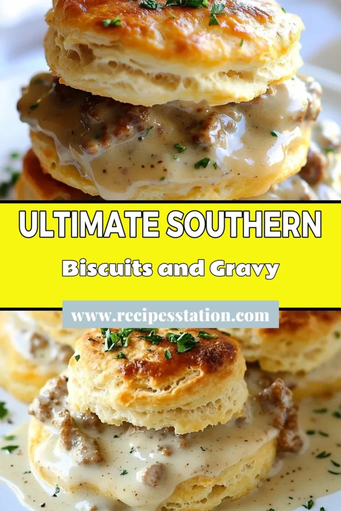 Indulge in this classic Southern breakfast with our homemade biscuits and gravy recipe! Discover how to create flaky biscuits and perfectly seasoned sausage gravy from scratch. This Southern biscuits recipe is easy to follow and delivers comforting flavor in every bite. Perfect for brunch or any day, this mouthwatering dish will become a family favorite. Try it today and savor the taste of tradition! #BiscuitsAndGravy #SouthernBreakfast #HomemadeBiscuits #FlakyBiscuitRecipe