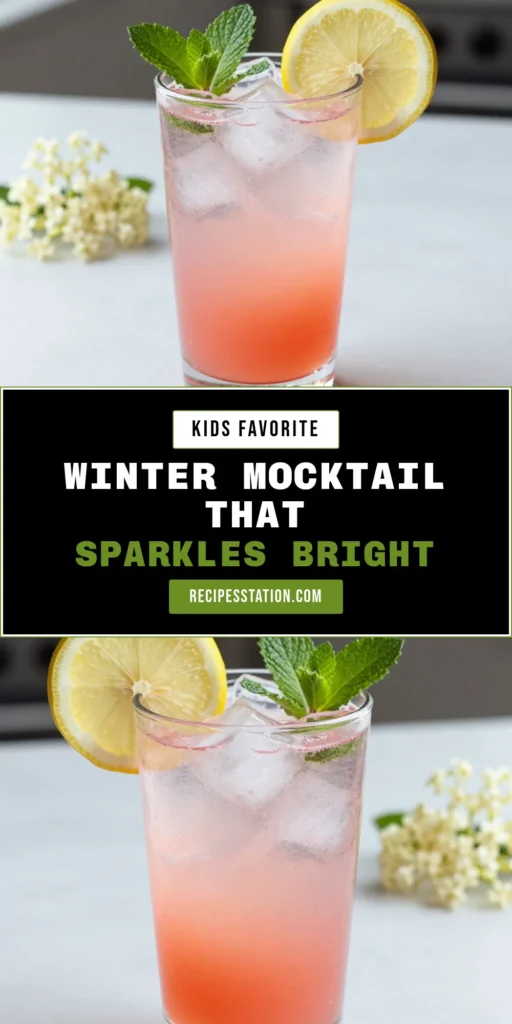 Warm up your winter gatherings with this refreshing Elderflower mocktail recipe! This delicious Elderflower Blissful Winter Mocktail combines sparkling elderflower syrup, vibrant cranberry juice, and zesty lemon for a perfect non-alcoholic drink for winter. It's ideal for holiday celebrations or cozy evenings at home. Try these winter mocktail ideas that are sure to impress! Save this recipe for your next gathering! #ElderflowerMocktail #WinterMocktailIdeas #NonAlcoholicDrinks #RefreshingHolidayBeverages