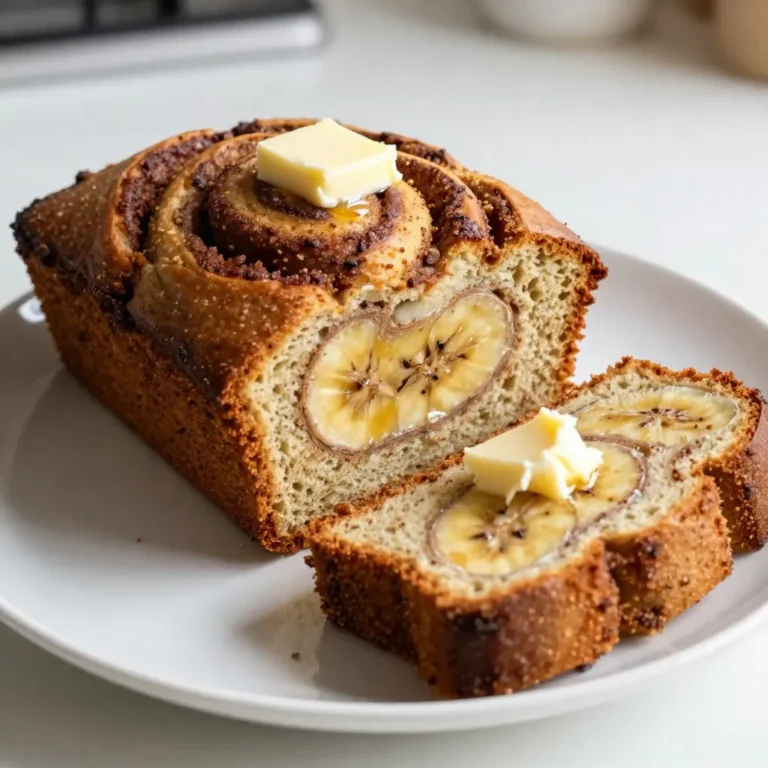 To make a delicious cinnamon swirl banana bread, gather these simple ingredients: - 3 ripe bananas, thoroughly mashed - 1/3 cup unsalted butter, melted - 1 teaspoon baking soda - 1 small pinch of salt - 3/4 cup granulated sugar (for a deeper flavor, use brown sugar) - 1 large egg, beaten until frothy - 1 teaspoon pure vanilla extract - 1 cup all-purpose flour - 1 tablespoon ground cinnamon - 1/4 cup packed brown sugar (for the cinnamon swirl) You can swap some ingredients if needed: - Use coconut oil in place of unsalted butter for a dairy-free option. - Substitute honey or maple syrup for granulated sugar for a healthier touch. - If you want a gluten-free option, try almond flour instead of all-purpose flour. Choosing the right bananas is key. Look for bananas that have: - A bright yellow color with some brown spots, as this shows ripeness. - A soft feel when you squeeze them gently, indicating they are ready. - If your bananas are still green, let them sit at room temperature for a few days. You can speed up the ripening by placing them in a paper bag. These tips will help you select the best bananas for your bread, leading to a richer flavor and texture. {{ingredient_image_2}} To start, preheat your oven to 350°F (175°C). This helps your bread bake evenly. While it heats, take a 9x5 inch loaf pan and grease it with butter or cooking spray. This step is key to stopping the bread from sticking. A well-prepared pan makes removing the bread easy once it’s baked. In a large bowl, mash three ripe bananas until smooth. You want them creamy, with no lumps. Next, add 1/3 cup of melted unsalted butter. Stir these together well. Then, add 1 teaspoon of baking soda and a small pinch of salt. Mix them in for a balanced flavor. Now, add 3/4 cup of granulated sugar or brown sugar for a deeper taste. Mix until combined. Then, pour in one beaten large egg and 1 teaspoon of pure vanilla extract. Stir until everything is mixed well. Now, it’s time to add 1 cup of all-purpose flour. Fold it in gently. This keeps the batter light and fluffy, so don’t over-mix! In a small bowl, whisk together 1 tablespoon of ground cinnamon and 1/4 cup of packed brown sugar. This mix gives your bread that tasty swirl. Pour half of the banana batter into your prepared pan. Spread it evenly. Then, sprinkle half of the cinnamon-brown sugar mix over the top. Pour the rest of the banana batter on top, and finish with the remaining cinnamon mix. Now, take a knife or skewer and gently swirl the batter. This creates a beautiful marbled effect. Finally, place the loaf pan in the oven. Bake for 60-65 minutes or until a toothpick comes out clean. After baking, let the bread cool in the pan for about 10 minutes. Then, move it to a wire rack to cool completely. Enjoy your delicious cinnamon swirl banana bread! To make sure your banana bread stays moist, start with very ripe bananas. The riper the bananas, the sweeter and moister the bread. Mash them well; lumps can lead to uneven texture. Use melted butter instead of oil; it adds flavor and richness. Add a pinch of salt to enhance the sweetness. Mixing the batter gently helps keep it light. Over-mixing can make the bread dense and dry. One common mistake is not using enough ripe bananas. Stick to three ripe bananas for the best flavor. Another mistake is baking at too high a temperature. Always set your oven to 350°F (175°C) for even cooking. Do not skip the cinnamon swirl mixture. It adds a delicious flavor twist. Lastly, avoid opening the oven door too soon. This can cause the bread to sink in the middle. To check if your banana bread is done, use a toothpick. Insert it in the center of the loaf. If it comes out clean or with a few moist crumbs, the bread is ready. If the toothpick has wet batter, give it more time. Baking usually takes about 60 to 65 minutes. Be patient; the smell will guide you! Pro Tips Use Overripe Bananas: The riper the bananas, the sweeter and more flavorful your banana bread will be. Look for bananas that are heavily speckled or even brown for the best results. Don’t Overmix: When combining the flour with the wet ingredients, mix just until incorporated. Overmixing can lead to a dense and tough texture. Swirl Technique: For a beautiful cinnamon swirl, use a knife or skewer to gently fold the cinnamon-brown sugar mixture into the batter without fully mixing it in. Cool Before Slicing: Allow the banana bread to cool in the pan for 10 minutes and then transfer it to a wire rack. Slicing it too soon can result in a mushy texture. {{image_4}} You can make your cinnamon swirl banana bread even better by adding fun ingredients. Here are some choices: - Chopped nuts: Walnuts or pecans add a nice crunch. - Chocolate chips: They melt and create sweet pockets in the bread. - Dried fruit: Raisins or cranberries give a chewy texture. - Coconut flakes: They add a tropical twist. Feel free to mix in any of these options. Just remember to keep the total amount to about 1 cup. This way, you won’t change the bread’s texture too much. If you need a gluten-free option, it's simple to adapt the recipe. Replace all-purpose flour with a gluten-free flour blend. Choose one that works well in baking. - Use 1 cup of gluten-free flour blend instead of regular flour. - Add 1/2 teaspoon of xanthan gum if your blend doesn’t have it. This helps the bread rise and stay together. Follow the rest of the steps as usual, and you’ll have a delicious gluten-free treat! For those with nut or dairy allergies, you can make this banana bread safe and tasty. Here’s how: - Nut-free: Omit nuts completely. You can still add chocolate chips or dried fruit. - Dairy-free: Use coconut oil or vegetable oil instead of butter. For the best results, check if your chocolate chips are dairy-free. With these changes, everyone can enjoy this yummy banana bread! To keep your cinnamon swirl banana bread fresh, wrap it tightly in plastic wrap. This will help keep the moisture in. Place the wrapped bread in a resealable bag or an airtight container. Store it at room temperature for up to three days. If you live in a warm area, refrigerating it can help it last longer. Just be aware that cold storage may dry it out a bit. If you want to save some banana bread for later, freezing is a great option. First, let the bread cool completely. Then slice it into individual pieces for easy access. Wrap each slice in plastic wrap and place them in a freezer-safe bag. You can freeze the slices for up to three months. To make sure you enjoy the best flavor, label the bag with the date. When you want to enjoy your frozen banana bread, take a slice out of the bag. Let it thaw in the fridge overnight or on the counter for a few hours. For a warm treat, you can reheat it in the microwave. Heat it for about 10-15 seconds on high. If you prefer a crispier texture, pop it in a toaster or oven for a few minutes. This will revive the lovely flavors and textures of your cinnamon swirl banana bread. Yes, you can make this recipe without eggs. Use a mashed banana or unsweetened applesauce as a substitute. Use 1/4 cup of either for each egg. This will keep the bread moist and tasty. To store your banana bread, wrap it in plastic wrap or foil. Keep it at room temperature for up to three days. For longer storage, place it in the fridge. You can also freeze it for about three months. Just slice it first for easy thawing. If your banana bread is too dense, try a few fixes. First, check your flour measurement. Too much flour can make it heavy. Next, ensure you mixed the batter gently. Over-mixing can also cause density. Lastly, make sure your baking soda is fresh. Old baking soda may not rise properly. This blog post covered everything you need for cinnamon swirl banana bread. You learned what ingredients to use, plus tips for picking the right bananas. We walked through making the batter and creating a delightful swirl. You discovered ways to keep your bread moist and how to avoid common mistakes. I also shared options for gluten-free or nut-free bread. Finally, don’t forget how to store and reheat leftovers! Enjoy your baking and make this recipe your own!