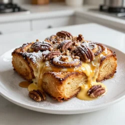 - 2 cans (8 oz each) refrigerated cinnamon rolls - 6 large eggs - 1 cup milk (whole, almond, etc.) - 1/2 cup heavy cream - 1 teaspoon vanilla extract - 1 teaspoon ground cinnamon - 1/4 teaspoon freshly grated nutmeg - 1/4 cup pure maple syrup - 1/2 cup chopped pecans (optional) - Powdered sugar for garnishing Gathering these simple ingredients is the first step to making a delicious Cinnamon Roll French Toast Casserole. The star of this dish is the cinnamon rolls. They add a sweet, soft base. You can choose any milk you like, whether it&rsquo;s whole or almond. Heavy cream adds richness to the egg mixture. The eggs are key for binding the casserole and making it fluffy. Vanilla extract brings a warm flavor that pairs well with cinnamon. The ground cinnamon and nutmeg enhance the spice profile, making each bite flavorful. If you want some crunch, pecans work perfectly, but they are optional. Finally, powdered sugar is perfect for a sweet finish. This simple list makes it easy for anyone to create a delightful dish that brings joy to breakfast or brunch. {{ingredient_image_2}} - Preheat the oven to 350&deg;F (175&deg;C). - Grease a 9x13 inch baking dish. - Cut each cinnamon roll into quarters. - Layer the cinnamon roll pieces in the baking dish. - Whisk together eggs, milk, cream, and spices. - Pour the mixture over cinnamon rolls. - Cover with aluminum foil and bake for 25 minutes. - Remove foil and bake for an additional 15-20 minutes. - Cool for 5 minutes before serving. - Drizzle with icing and sprinkle powdered sugar. This casserole is fun to make. Each step builds a tasty dish. Follow these steps closely for the best results. Enjoy your time in the kitchen! To ensure even soaking of the cinnamon rolls, cut each roll into quarters. Spread the pieces evenly in your baking dish. This helps each piece absorb the egg mixture. You should also press down gently with a spatula. This step ensures that the mixture soaks into every bite. For a golden brown texture, cover the casserole with foil for the first half of baking. This traps steam and keeps it moist. After 25 minutes, remove the foil. Bake until the top is golden and firm. Check for doneness by gently shaking the dish. If it wobbles, it needs more time. You can substitute milk with different options. Whole milk is rich, but almond or oat milk works well too. Each choice gives a different flavor. You can also add fun twists to the egg mixture. Try mixing in some orange zest for a fresh taste. A splash of almond extract will add a nice touch too. For a stunning finish, garnish with chopped pecans and a drizzle of maple syrup. This adds crunch and sweetness. You can also serve slices with fresh fruit, like berries or banana slices. A dollop of whipped cream on the side makes it feel extra special. Enjoy serving this tasty dish warm for the best experience. Pro Tips Use Day-Old Cinnamon Rolls: If you have leftover cinnamon rolls, they work perfectly for this casserole, adding extra flavor and texture. Customize Your Mix: Feel free to add your favorite spices or extracts, such as almond or orange zest, to elevate the flavor profile. Soak Longer for Extra Moisture: For an even richer texture, let the cinnamon roll pieces soak in the egg mixture for 30 minutes before baking. Make Ahead: Prepare the casserole the night before, cover it, and store it in the fridge. Just pop it in the oven in the morning for a hassle-free breakfast! {{image_4}} To make this casserole nut-free, just skip the pecans. You can still add a nice crunch by using granola or seeds. Granola adds a sweet and crunchy layer on top. Seeds like sunflower or pumpkin can also work. They give a nice texture without nuts. Want to boost the flavor? Try adding fresh fruits like blueberries or sliced bananas. These fruits bring a burst of sweetness and color. You can also mix in chocolate chips for a sweeter treat. This makes each bite even more fun! For a healthier twist, use whole wheat cinnamon rolls instead of regular ones. This simple swap adds fiber to your meal. You can also cut down on sugar. Try using natural sweeteners like honey or maple syrup. This makes your dish tasty and a bit better for you! To store leftovers of your cinnamon roll French toast casserole, let it cool first. Once cooled, cover it tightly with plastic wrap or aluminum foil. You can also place it in an airtight container. This way, it stays fresh in the refrigerator for up to three days. When you want to reheat, preheat your oven to 350&deg;F (175&deg;C). Place the casserole in the oven for about 15-20 minutes. You can also use a microwave. Heat it in short bursts of 30 seconds until warm. Cover it with a damp paper towel to keep it moist. If you want to save it for later, you can freeze the casserole. Cut it into portions first. Wrap each piece in plastic wrap, then place them in a freezer-safe bag. This method helps to keep them fresh for up to three months. To thaw, move the casserole from the freezer to the fridge. Let it sit overnight. If you're in a hurry, you can use the microwave on the defrost setting. After thawing, reheat in the oven at 350&deg;F (175&deg;C) for about 20-25 minutes. This keeps the texture nice and fluffy. Yes, you can prepare this casserole the night before. This saves time in the morning. To do this, follow these steps: - Assemble the casserole as usual. - Cover it tightly with plastic wrap or foil. - Store it in the fridge overnight. - In the morning, remove it from the fridge and let it sit at room temperature for about 30 minutes. - Bake as directed, adding a few extra minutes if needed. You will know the casserole is done when it looks golden brown on top. The center should feel firm when pressed lightly. Here are some signs to look for: - The surface is set and not jiggly. - A toothpick inserted in the center comes out clean. - The edges pull away slightly from the sides of the dish. Yes, you can make this recipe gluten-free. Here are some tips: - Use gluten-free refrigerated cinnamon rolls. Many brands offer these. - Check labels for hidden gluten in other ingredients, like vanilla extract. - Adjust the baking time if necessary, as gluten-free products can vary. With these changes, you can enjoy this delicious dish without gluten! This blog covered how to make a tasty Cinnamon Roll French Toast Casserole. We looked at the key ingredients, step-by-step instructions, and helpful tips to perfect it. You learned about variations to suit your taste and how to store leftovers. Try this recipe for a fun breakfast that everyone will love. Enjoy your cooking and sharing this delightful dish!
