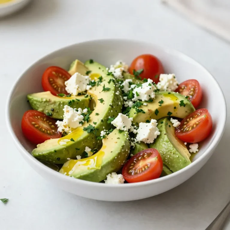 - 1 can (15 oz) chickpeas, thoroughly drained and rinsed - 1 perfectly ripe avocado, diced into bite-sized pieces - 1 cup vibrant cherry tomatoes, halved - 1 crisp cucumber, diced into small cubes - 1/2 medium red onion, finely chopped for sweetness - 1/2 cup crumbled feta cheese for a tangy kick - 1/4 cup fresh parsley, roughly chopped to add freshness - 2 tablespoons high-quality olive oil - 1 tablespoon freshly squeezed lemon juice for acidity - Sea salt and freshly cracked black pepper to taste Chickpeas are high in protein and fiber. They keep you full and satisfied. Avocado adds healthy fats and helps your heart. Cherry tomatoes are full of vitamins and antioxidants. Cucumbers hydrate and add crunch to the salad. Red onion gives a sweet taste and boosts flavor. Feta cheese brings a tangy kick and adds creaminess. Parsley adds a fresh touch and is rich in nutrients. Olive oil is great for heart health and enhances flavors. Lemon juice adds a zesty taste and balances the dish. If you need a chickpea substitute, try black beans or lentils. For a different cheese, use goat cheese or a dairy-free option. If you want more veggies, add bell peppers or radishes. Instead of cucumber, try zucchini or jicama for crunch. If you don't have parsley, fresh cilantro works well too. For a citrus twist, replace lemon juice with lime juice. {{ingredient_image_2}} Start by gathering all your ingredients. You will need: - 1 can (15 oz) chickpeas, thoroughly drained and rinsed - 1 perfectly ripe avocado, diced into bite-sized pieces - 1 cup vibrant cherry tomatoes, halved - 1 crisp cucumber, diced into small cubes - 1/2 medium red onion, finely chopped - 1/2 cup crumbled feta cheese - 1/4 cup fresh parsley, roughly chopped - 2 tablespoons high-quality olive oil - 1 tablespoon freshly squeezed lemon juice - Sea salt and freshly cracked black pepper Make sure your avocado is ripe. It should feel soft but not mushy. Rinse the chickpeas well to remove any canning liquid. Cut the cucumber and tomatoes into small pieces for easy eating. In a big mixing bowl, add the chickpeas, avocado, cherry tomatoes, cucumber, and red onion. Stir gently to mix, but be careful not to mash the avocado. Now, fold in the crumbled feta cheese and chopped parsley. This adds flavor and color to your salad. Mixing gently keeps the avocado chunks whole. In a small bowl, whisk together the olive oil and lemon juice until smooth. This will be your dressing. Slowly pour it over the salad. Next, sprinkle sea salt and cracked black pepper to taste. Toss everything together lightly until the salad is well-coated. For the best taste, let the salad chill in the fridge for about 15 minutes. This allows all the flavors to blend nicely. Enjoy your fresh and healthy creation! To get the best texture in your salad, use ripe avocados. They should be soft but not mushy. This helps keep the chunks intact when you mix the salad. Be gentle when folding in the feta cheese. You want it to stay crumbly and not turn into a paste. Also, try to chop the cucumber and tomatoes evenly. This makes each bite balanced and tasty. For a flavor boost, add a pinch of garlic powder or crushed garlic to the dressing. You can also try adding a dash of red pepper flakes for heat. If you love herbs, toss in some fresh mint or dill. They add a nice twist. Lastly, consider a splash of balsamic vinegar for a sweet tang that pairs well with the feta and avocado. Serve the salad chilled for the best taste. You can put it in individual bowls or on a large platter. Garnish with extra parsley and a sprinkle of feta on top. This makes it look fresh and inviting. Pair it with grilled chicken or fish for a complete meal. You can also enjoy it as a filling lunch or a side dish at dinner. Pro Tips Perfect Avocado Selection: Choose an avocado that is slightly soft to the touch but not overly mushy. This ensures it will blend beautifully into the salad without turning to mush. Chickpea Preparation: Rinsing the chickpeas thoroughly helps reduce the sodium content and enhances their flavor, making them a healthier and tastier addition to your salad. Flavor Infusion: Allowing the salad to rest in the refrigerator for 15 minutes not only melds the flavors but also enhances the overall taste, making each bite more delicious. Garnish Wisely: For a stunning presentation, top your salad with additional crumbled feta and a sprinkle of fresh parsley right before serving to add vibrant color and freshness. {{image_4}} You can add nuts and seeds to your salad for a tasty crunch. Try sliced almonds or toasted pine nuts. They add a nice texture and flavor. Pumpkin seeds are also great for a nutty twist. Each of these options brings a new layer of taste to your dish. If you want to switch up the dressing, consider using Greek yogurt mixed with herbs. This will give you a creamy and fresh taste. A tahini dressing can also work well. Just mix tahini, lemon juice, and water until smooth. Each dressing brings its own unique flavor to the salad. This salad is easy to adjust for different diets. To make it vegan, simply leave out the feta cheese. You can replace it with a vegan cheese or add more avocado. For a gluten-free option, this recipe is naturally gluten-free. Just check all your ingredients to make sure they fit your needs. To keep your salad fresh, store leftovers in an airtight container. Place it in the fridge. This helps keep the flavors intact. Make sure to seal it well to prevent moisture loss. The salad lasts about 2 to 3 days in the fridge. After that, the avocado may brown and affect the taste. If you notice any browning, just scrape it off before serving. Always check for freshness by smelling and looking at the ingredients. You don’t need to reheat this salad. It’s best enjoyed cold. If you want to eat it warm, try heating the chickpeas separately. Then mix them with the other ingredients just before serving. This keeps the salad vibrant and fresh, enhancing its flavors. Yes, you can make this salad ahead of time. Prepare it up to 24 hours in advance. Keep the dressing separate until you are ready to serve. This helps keep the salad fresh and crisp. When you mix in the dressing, it will bring all the flavors together. The Chickpea Feta Avocado Salad can last for about 2 days in the fridge. After that, the avocado may brown and get mushy. To keep it fresh, store it in an airtight container. Always check for freshness before eating leftovers. You can serve this salad with many dishes. It pairs well with grilled chicken or fish. You could also enjoy it with warm pita bread or quinoa for a complete meal. For a light lunch, serve it alongside a bowl of soup. This salad is versatile and delicious with many options! This blog post covered everything you need for a great salad. We went over the best ingredients, their benefits, and tasty swaps. You learned how to prepare, mix, and dress your salad for perfect flavor. The tips shared will help you achieve the ideal texture and taste. We discussed fun variations and storage ideas to keep it fresh. Finally, I answered some common questions to clear up any doubts. Enjoy making your salad and feel free to experiment!