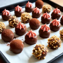 To create these delicious strawberry cream chocolates, you need a few simple ingredients. Here&rsquo;s the list: - 1 cup fresh strawberries, hulled and pureed - 1 cup heavy cream - 8 oz high-quality dark chocolate, finely chopped - 1/4 cup powdered sugar - 1 teaspoon vanilla extract - Pinch of sea salt - Optional coatings (cocoa powder or crushed nuts) Fresh strawberries provide a burst of flavor. Heavy cream adds the perfect smoothness. High-quality dark chocolate gives a rich taste that complements the cream. Powdered sugar offers sweetness, while vanilla extract enhances the overall flavor. A pinch of sea salt balances the sweetness. You can also use cocoa powder or crushed nuts for added texture. These ingredients work together to create a treat that is both rich and decadent. Enjoy the process of gathering them! {{ingredient_image_2}} To start, you need to prepare the strawberry cream filling. First, take 1 cup of fresh strawberries. Make sure to hull them, then puree them until smooth. In a medium mixing bowl, combine the pureed strawberries with 1 cup of heavy cream. Stir gently to mix them together well. This step is key for a rich flavor. Next, grab a hand mixer. Start whipping the strawberry and cream mixture on medium speed. Keep going until it thickens and soft peaks form. This usually takes about 2-3 minutes. Now, add in 1/4 cup of powdered sugar, 1 teaspoon of vanilla extract, and a pinch of sea salt. Continue mixing until the mixture is smooth and well combined. This creamy blend is what makes the chocolates so special. While the cream chills in the fridge, it&rsquo;s time to melt the dark chocolate. Chop 8 ounces of high-quality dark chocolate into small pieces. You can use a double boiler for this. Place the chocolate in a heatproof bowl over simmering water. Stir until it melts and becomes smooth. Alternatively, you can use a microwave. Heat the chocolate in short bursts of 15-20 seconds. Stir between each burst until it melts completely. This chocolate will coat your delicious strawberry cream filling. To get great strawberry cream, use fresh strawberries. Puree them until smooth. Mix the pureed strawberries with heavy cream in a bowl. Whip the mixture using a hand mixer. Start at medium speed, then increase it as the cream thickens. You want soft peaks to form. This shows your cream is ready. Add powdered sugar, vanilla, and a pinch of sea salt while mixing. These ingredients enhance the flavor. Chill the mixture for about 30 minutes. This step helps it firm up nicely. Melting chocolate can be tricky. Use a double boiler for even melting. Place finely chopped dark chocolate in a heatproof bowl. Set this bowl over a pot of simmering water. Stir the chocolate gently until it&rsquo;s smooth. If you prefer the microwave, chop the chocolate first. Heat it in short bursts of 15-20 seconds. Stir in between each burst. This prevents overheating. With either method, watch closely to avoid burning the chocolate. Presentation makes your chocolates pop! Use a decorative plate for serving. You can garnish with fresh strawberries for a bright touch. Dusting the plate with cocoa powder adds a nice look too. For an extra flair, try rolling the chocolates in crushed nuts. This adds texture and a new flavor. Use colorful paper cups to elevate your treat, making each piece feel special. These ideas will delight anyone who sees and tastes your strawberry cream chocolates! Pro Tips Use Fresh Strawberries: For the best flavor, choose ripe, fresh strawberries. They should be bright red and fragrant for maximum sweetness. Chill the Cream Long Enough: Allow the strawberry cream to chill for at least 30 minutes. This ensures it firms up nicely, making it easier to handle when forming dollops. Control Chocolate Temperature: When melting chocolate, keep the heat low to avoid burning. If using a microwave, melt in short bursts and stir frequently. Experiment with Coatings: Get creative with your coatings! Try using crushed pistachios or finely chopped coconut for a unique twist on the classic cocoa powder. {{image_4}} You can make these chocolates dairy-free and vegan. Replace heavy cream with coconut cream. Use a plant-based sweetener instead of powdered sugar. Choose vegan dark chocolate to keep it fully plant-based. These swaps keep the rich taste while fitting different diets. You can use various chocolate types for these treats. Milk chocolate gives a creamier taste. White chocolate adds a sweet and buttery flavor. For a bolder taste, try using extra dark chocolate. Each type changes the chocolate&rsquo;s flavor and texture. Get creative with flavor additions! Add a hint of mint for freshness. A little orange zest can bring a nice citrus twist. You might also try almond extract for a nutty flavor. Experimenting with flavors makes each batch special and unique. To keep your strawberry cream chocolates fresh, store them in a cool, dry place. Use an airtight container to protect them from moisture and odors. Avoid placing them in the fridge unless it's hot outside. The cold can affect the texture. If you want to keep your chocolates longer, freezing works well. Place them in a single layer on a baking sheet and freeze until firm. Then, transfer them to an airtight container. They can last in the freezer for up to three months. When ready to enjoy, let them thaw at room temperature. Homemade strawberry cream chocolates can last about one week at room temperature. If stored properly in the fridge, they can stay fresh for up to two weeks. Always check for any changes in smell or texture before consuming. To make strawberry cream chocolates, you start with fresh strawberries. Hull and puree them to get a smooth base. In a bowl, mix the pureed strawberries with heavy cream. Use a hand mixer to whip this mixture until it thickens and forms soft peaks. Add powdered sugar, vanilla extract, and a pinch of sea salt to enhance the flavor. Chill this mixture for about 30 minutes to firm it up. While it chills, melt high-quality dark chocolate. You can use a double boiler or microwave for this. Once melted, scoop small dollops of the chilled strawberry cream onto a baking sheet. Freeze these dollops for 15-20 minutes. After they firm up, dip each one in the melted chocolate. Let the excess chocolate drip off before placing them on parchment paper. Finally, let them set at room temperature or refrigerate until firm. Enjoy your rich, sweet creation! If you need a substitute for heavy cream, try coconut cream or full-fat Greek yogurt. Both options will give you a thick texture. You can also use whipped coconut cream for a lighter taste. If you prefer a less creamy flavor, almond milk mixed with a little cornstarch can work in a pinch. Each option will change the taste a bit, but they can all create a yummy strawberry filling. Homemade strawberry cream chocolates can last about one week when stored properly. Keep them in an airtight container at room temperature. If you want them to last longer, place them in the fridge. In the fridge, they can last up to two weeks. You can also freeze them for up to three months. Just make sure to wrap them well to avoid freezer burn. Enjoy them fresh for the best taste! In this post, I covered how to make delicious strawberry cream chocolates. We explored the key ingredients, like fresh strawberries and dark chocolate. You learned step-by-step instructions, tips for the best results, and creative ways to present your treats. I also discussed variations to suit different diets and how to store your chocolates properly. These chocolates are fun to make and share. Try them and enjoy the sweet results!