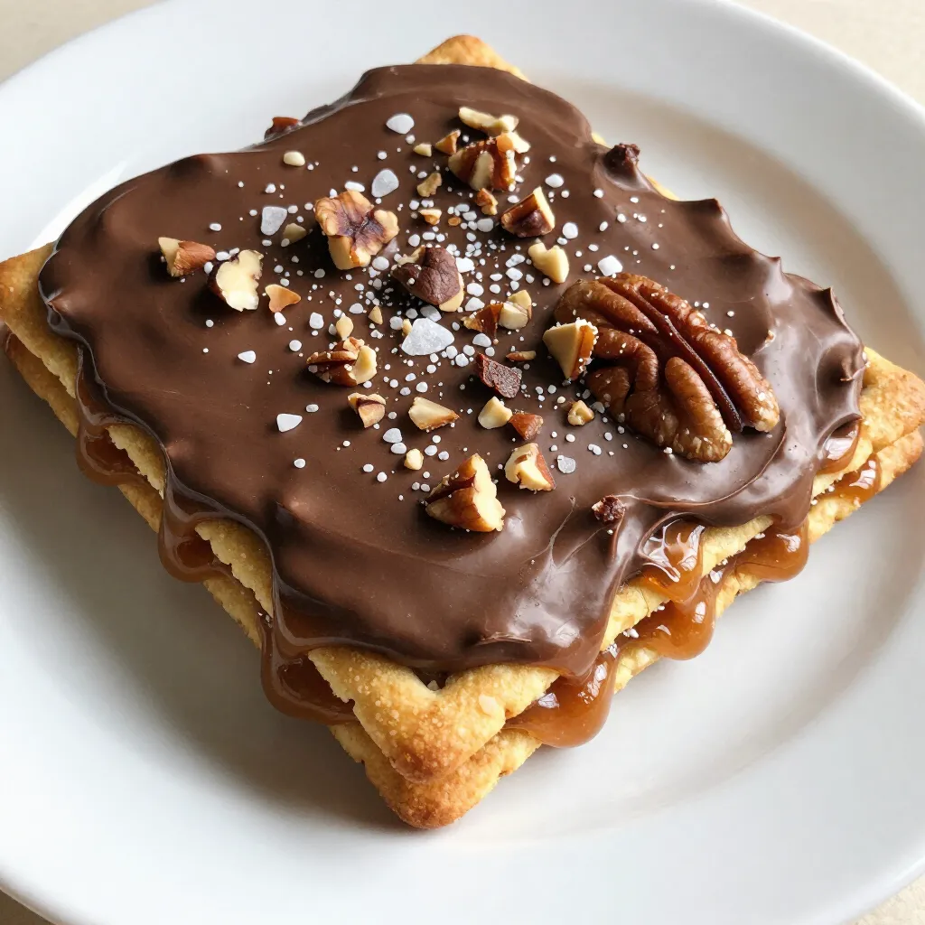 To make Christmas Crack Saltine Toffee, you need these simple items: - 40 Saltine crackers - 1 cup unsalted butter - 1 cup packed brown sugar - 2 cups semi-sweet chocolate chips - 1 cup chopped pecans or walnuts (optional) - Sea salt for a final sprinkle Each of these ingredients plays a key role in creating this sweet treat. The Saltine crackers provide a crunchy base. The unsalted butter and brown sugar create a rich toffee layer. Semi-sweet chocolate chips add a smooth, sweet finish. If you like, add nuts for extra crunch. Finally, a sprinkle of sea salt balances the sweetness. Gather these items before you start. This will make your cooking process smoother and more enjoyable. You’ll find that each ingredient blends to create a holiday favorite. {{ingredient_image_2}} Start by preheating your oven to 350°F (175°C). This step is key. A hot oven helps the toffee bubble up nicely. Next, grab a large baking sheet. Line it with parchment paper. Make sure the paper hangs over the sides. This way, you can easily lift out your treats later. In a medium saucepan, melt 1 cup of unsalted butter over medium heat. Once the butter is melted, add 1 cup of packed brown sugar. Stir the mixture until it boils gently. Let it boil without stirring for 2-3 minutes. This creates the toffee. Carefully pour the hot toffee mixture over the Saltine crackers. Use a spatula to spread it evenly. Make sure every cracker gets covered in that sweet goodness. Now, pop the baking sheet into the oven. Bake for 5-6 minutes. You want the toffee bubbly and golden. Keep an eye on it to avoid burning. Once baked, take the sheet out of the oven. Scatter 2 cups of semi-sweet chocolate chips over the hot toffee. Let them sit for a few minutes to melt. After that, use your spatula to spread the melted chocolate evenly. If you like, sprinkle some chopped nuts and a pinch of sea salt on top. Let the toffee cool at room temperature until firm. For a quicker option, place it in the fridge for about 30 minutes. Once cool, break it into pieces. Enjoy it right away or store it in an airtight container for later! To start, lay the Saltine crackers flat. Make sure they touch each other. This will help create a solid base for your toffee. Use a large baking sheet, so you have room for all 40 crackers. You want an even layer to ensure great taste and texture. When making the toffee, avoid stirring too much after it boils. Let it bubble for 2-3 minutes. This helps create a smooth and creamy texture. If you stir too often, it can become grainy. Also, pour the mixture evenly over the crackers. This helps keep the toffee intact. After baking, let the chocolate chips sit for a few minutes. This step helps them melt perfectly. Use a spatula to spread the chocolate evenly. Start from the center and move outwards. If you want more crunch, sprinkle your nuts on top before the chocolate sets. Pro Tips Use Fresh Ingredients: Ensure your butter and chocolate chips are fresh for the best flavor and texture in your toffee. Watch the Baking Time: Keep an eye on the toffee while it bakes to prevent burning; it should be bubbly and golden. Cool Completely: Allow the toffee to cool completely before breaking it into pieces; this ensures a clean break. Experiment with Toppings: Feel free to customize your Christmas Crack with different nuts or a sprinkle of sea salt for added flavor. {{image_4}} You can easily make a nut-free version of Christmas Crack. Simply leave out the chopped nuts. Your toffee will still be tasty and crunchy. Instead of nuts, you can use extra chocolate chips. This gives a rich flavor without the nuts. Want to add some fun? Try adding flavorings! A splash of vanilla extract makes the toffee richer. For a holiday twist, you can mix in peppermint extract. Just a few drops can make your treat extra special. You can switch up the chocolate too! Instead of semi-sweet chocolate chips, use milk chocolate. This will give you a creamier taste. Dark chocolate is another option for a richer flavor. Each type of chocolate brings its own charm to your Christmas Crack. Store your Christmas Crack in an airtight container. This keeps it fresh and crisp. You can use a glass jar or a plastic container. Make sure the lid is tight. If you stack the pieces, place parchment paper between layers. This prevents sticking and makes it easy to grab a piece. When stored properly, your Christmas Crack lasts about one week. It may lose some crunch after a few days. For the best taste, eat it within the first few days. If you want to keep it longer, consider freezing it. Yes, you can freeze Christmas Crack! To freeze, wrap the pieces tightly in plastic wrap. Then, place them in a freezer bag. Make sure to remove as much air as possible. This method helps keep the flavor and texture. You can freeze it for up to three months. When you are ready to eat, let it thaw at room temperature. Enjoy your sweet treat! Yes, you can use other crackers. I have tried it with buttery Ritz crackers. They add a nice taste. You can also use plain graham crackers for a sweeter touch. Yes, you can make this vegan. Use vegan butter instead of regular butter. For the chocolate, choose dairy-free chocolate chips. These swaps keep it tasty and cruelty-free. You can get creative with toppings. Try crushed candy canes for a minty flavor. You can also use toffee bits or dried fruit for added sweetness. The sky's the limit! Watch for bubbles in the toffee. It should boil gently for 2-3 minutes. When it turns golden, it’s done. This gives the perfect crunch and flavor. This blog post covered how to make delicious Christmas Crack with simple ingredients. We explored each step, starting from preheating the oven to cooling and breaking the toffee. I shared tips for perfect layers and variations to try, like nut-free options and different chocolates. Remember to store your treats well for lasting freshness. Enjoy creating this treat, and don’t be afraid to experiment with flavors. Christmas Crack is fun to make and share!